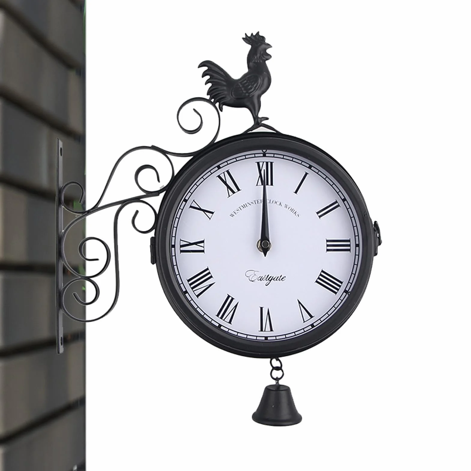 Zegar ścienny, zegar ogrodowy, zewnętrzny zegar ścienny ogrodowy, duży zegar ścienny, kreatywny żelazny metalowy zegar, dekoracyjny zegar vintage do salonu, sypialni, kuchni, wewnątrz i na