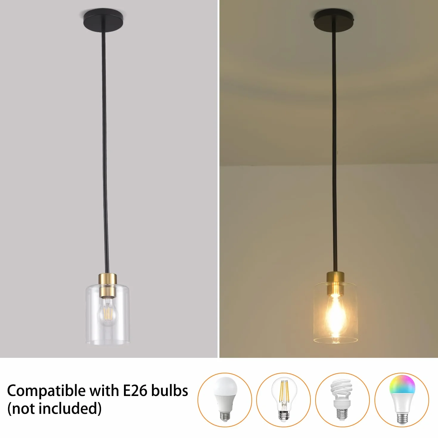 Czarne mosiężne lampy wiszące wyspa kuchenna - przezroczyste szkło wisząca oprawa oświetleniowa wiele łodyg pręty 3 jednostki 30 cm 3 jednostki 10 cm (3 szt. czarny mosiądz downrod)