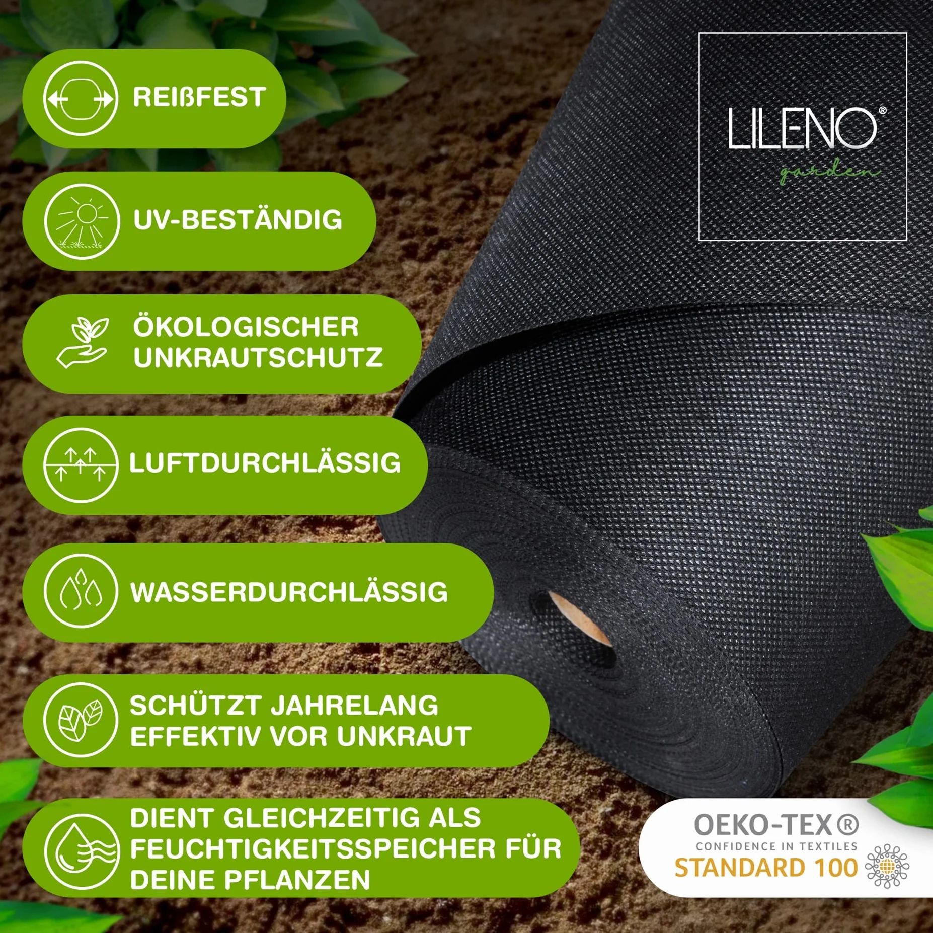 LILENO HOME Włóknina przeciw chwastom 150 g/m² 100 m² odporna na rozdarcie UV