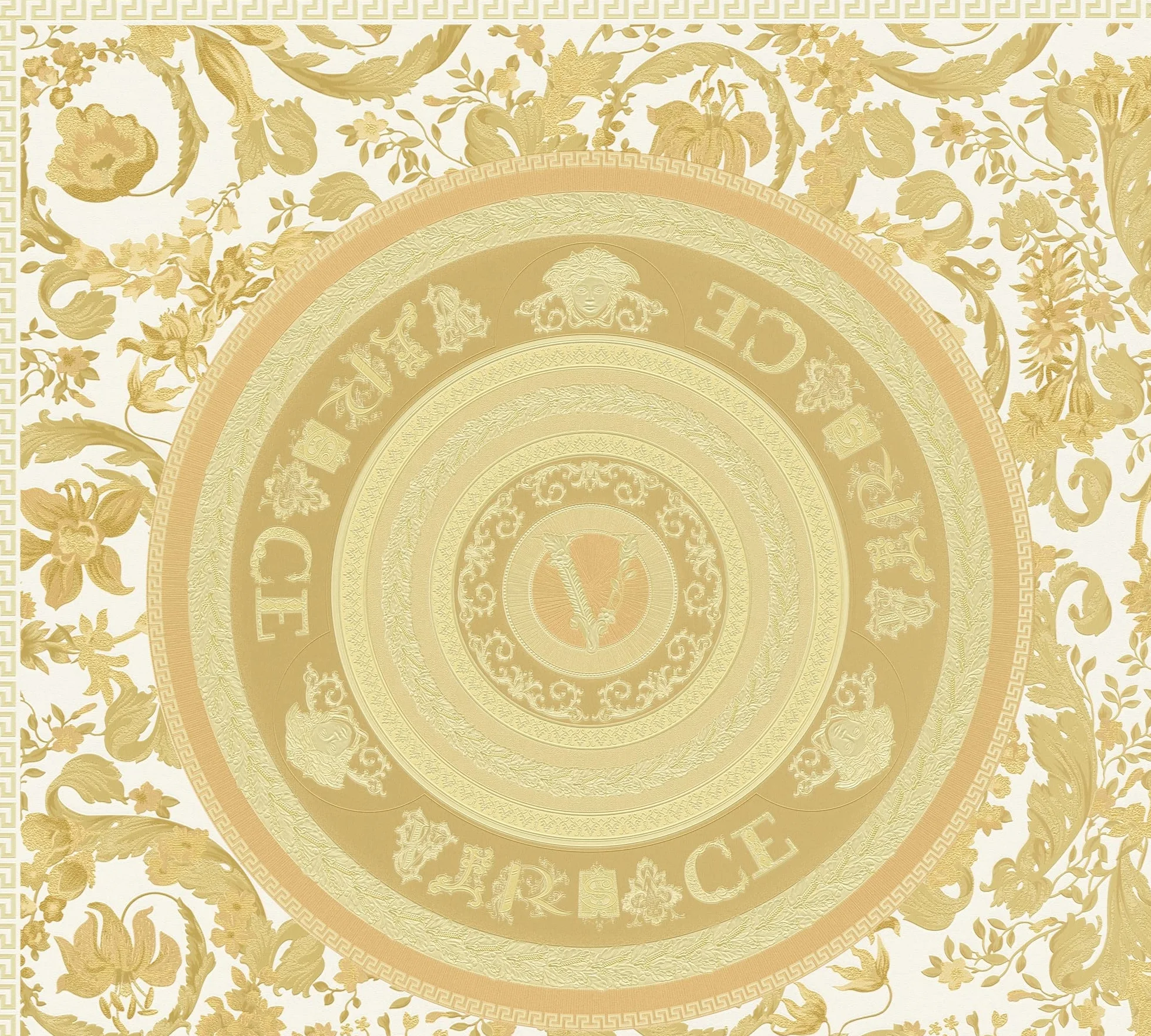 VERSACE WALLPAPER luksusowa tapeta kwiatowa 387054 złota biel 10,05 x 0,70 m Made in Germany