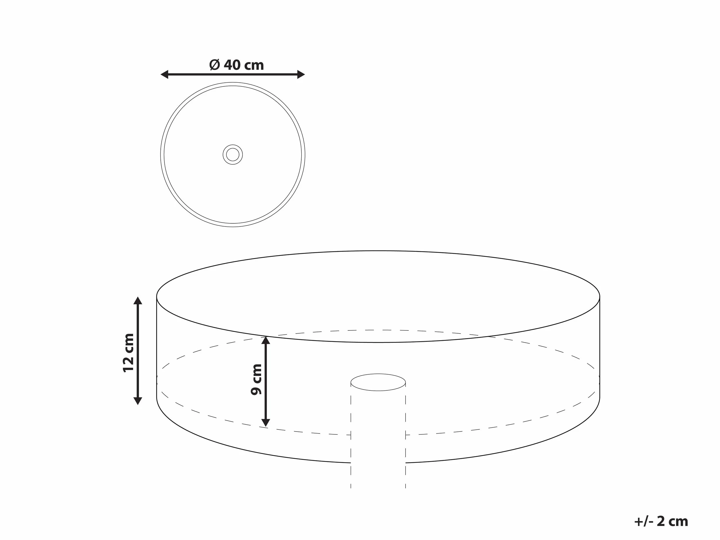 Umywalka łazienkowa nablatowa ceramiczna połyskująca okrągła 40 cm czarna Tebar
