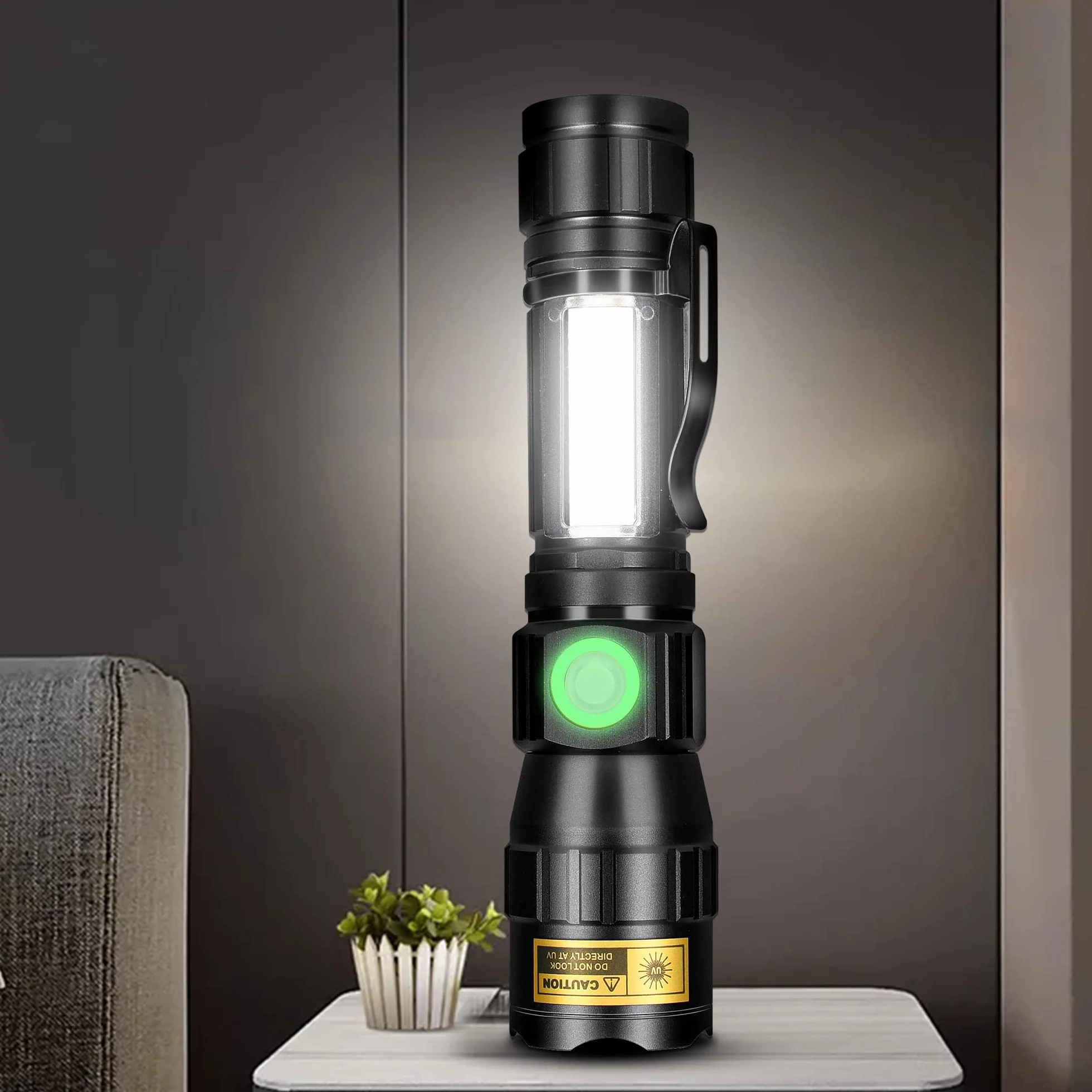 DARKBEAM Latarka UV 365 nm czarne światło USB do ładowania, 7 trybów, LED czerwone światło regulowana przenośna na kemping, wykrywacz moczu zwierząt domowych, utwardzanie żywicy, magnetyczna podstawa