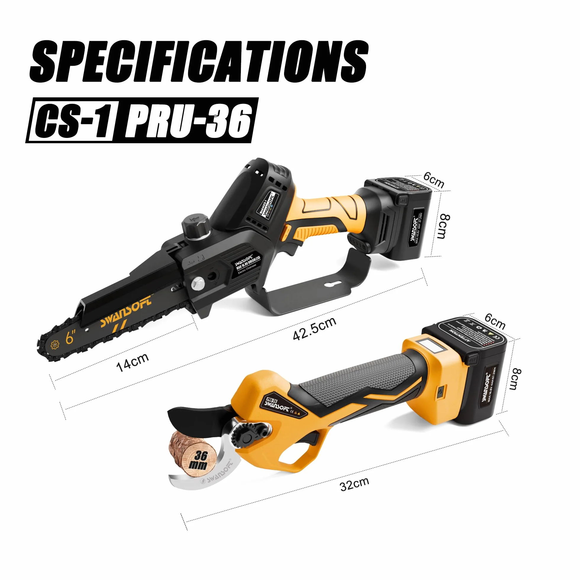 SWANSOFT Zestaw do przycinania PRU36 CS1 16,8V 4Ah akumulatory