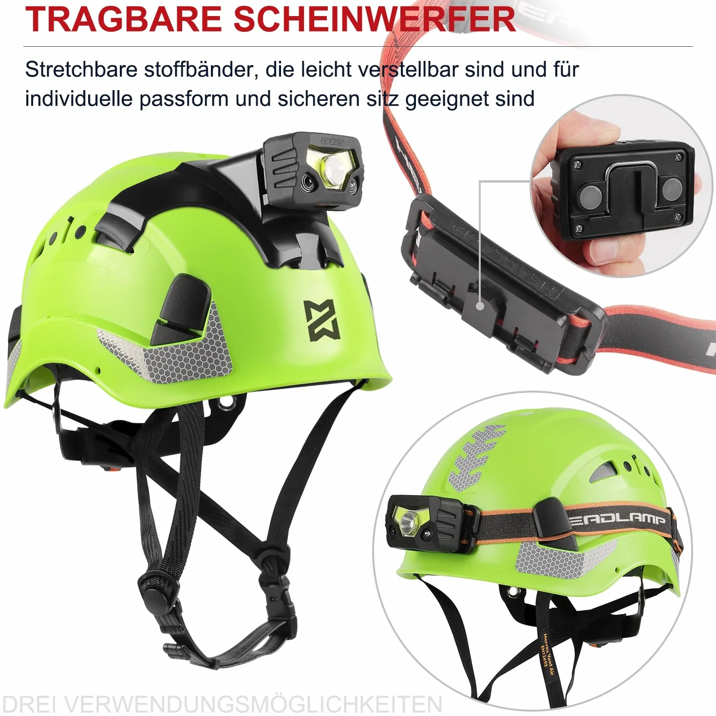 HEARMOR kask ochronny LED ABS budowlany kask dla dorosłych, certyfikat EN397 i EN12492, amortyzacja uderzeń, odporność na penetrację