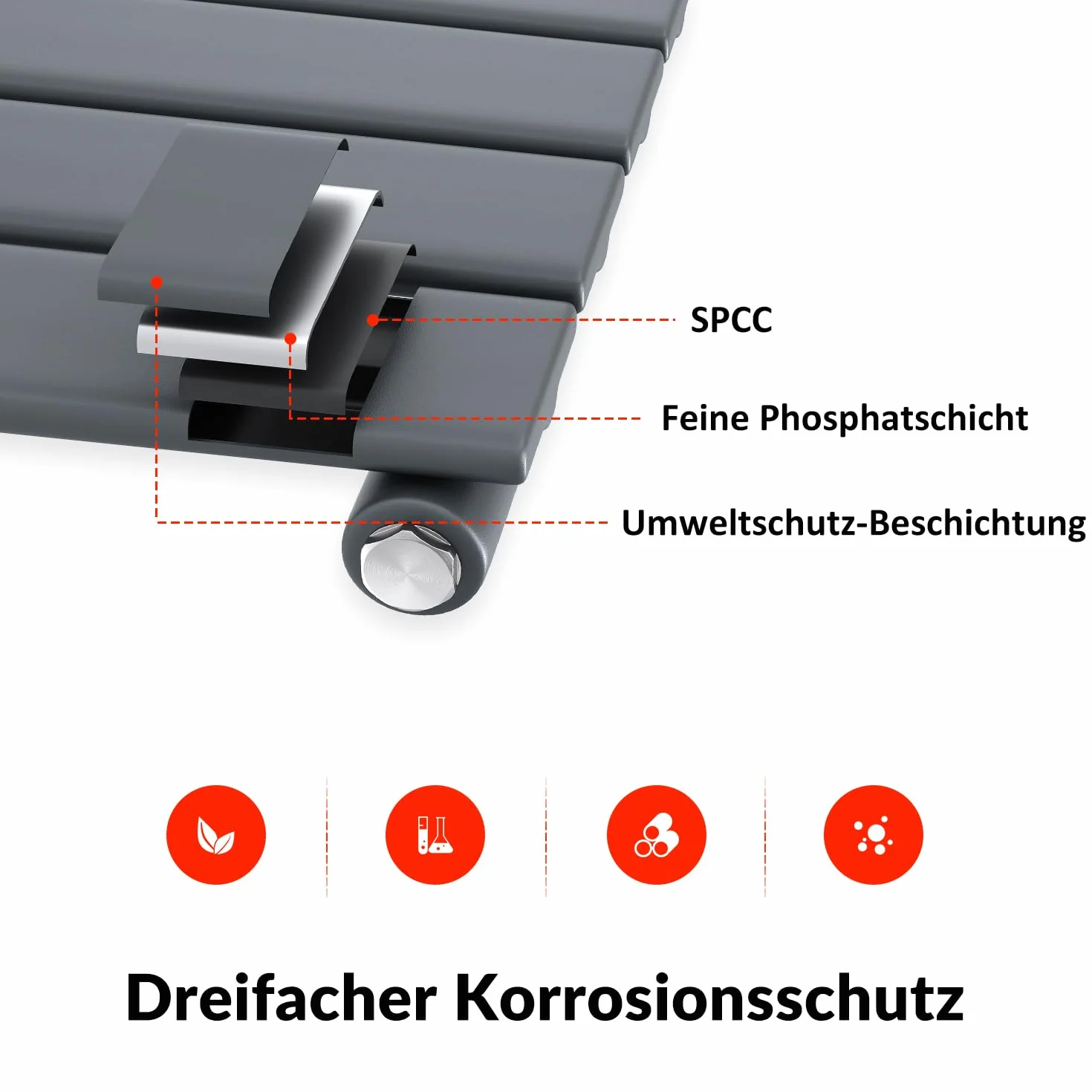 SONNI Designerski grzejnik 1200 x 465 mm antracyt 734 W, jednowarstwowy grzejnik płaski poziomy grzejnik płaski do łazienki przyłącze boczne grzejnik łazienkowy
