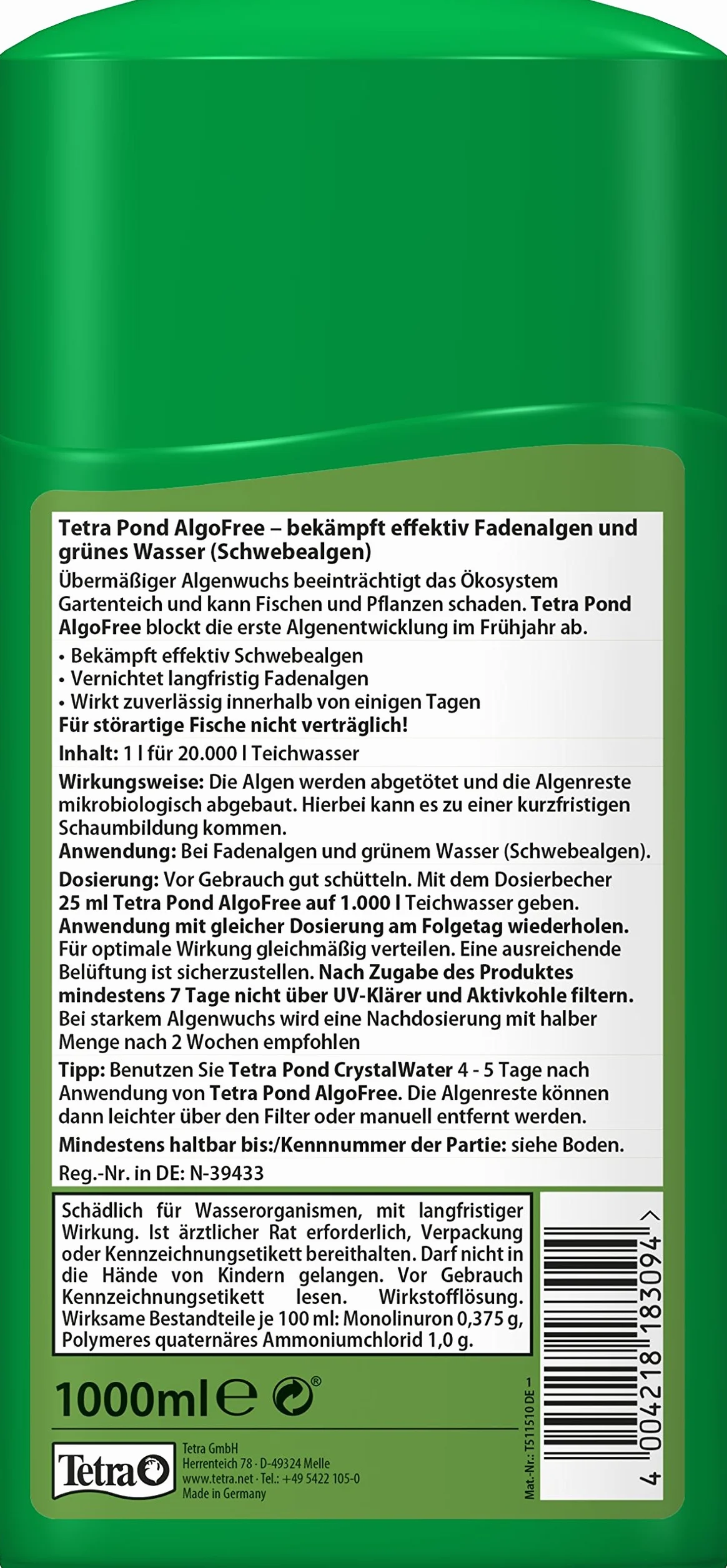 Tetra Pond AlgoFree* 1 l