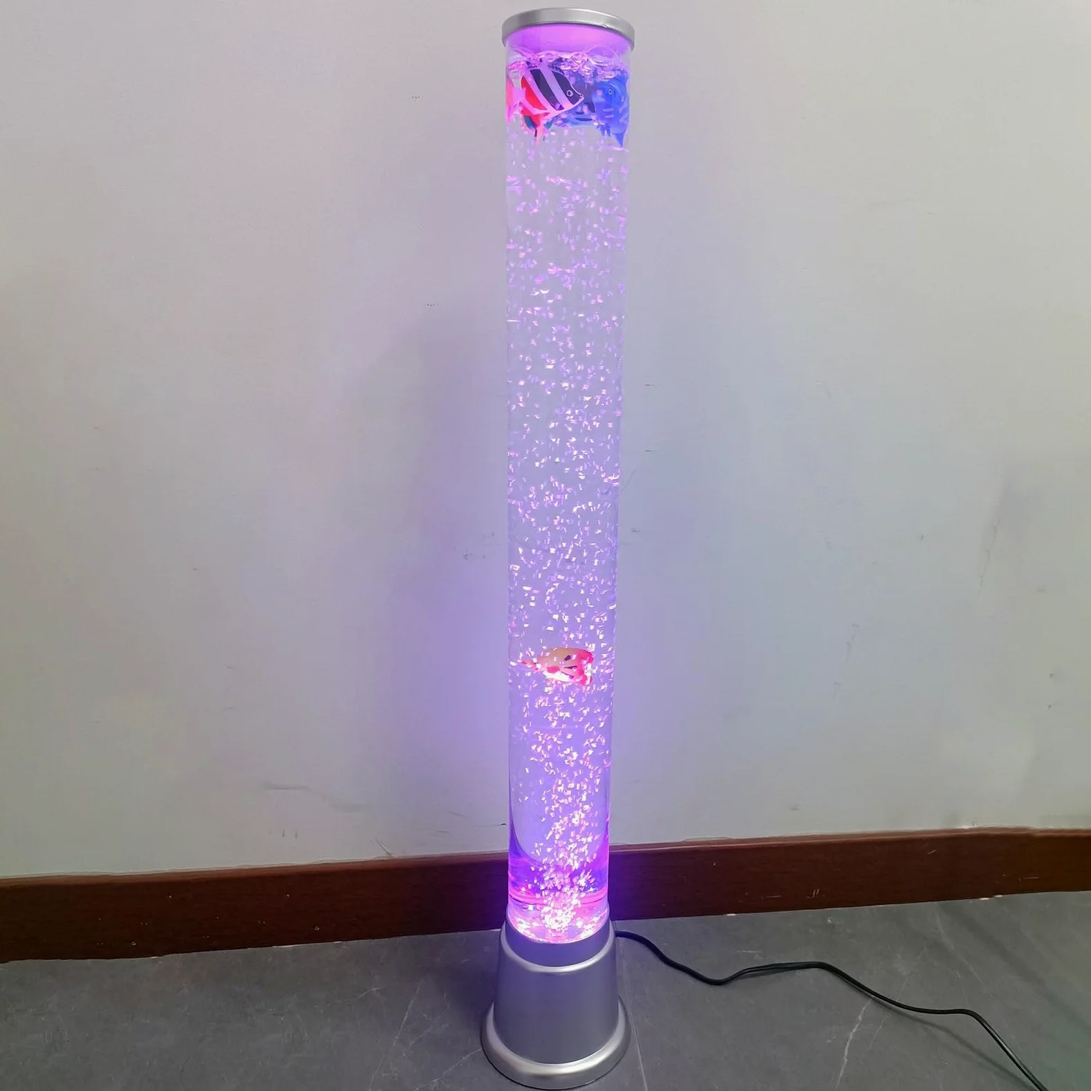 2,5FT Sensoryczna Lampa LED Bubble Fish Tube Podłogowa Lampa Lawowa Z 7 Zmieniającymi Kolor Efektami Świetlnymi Akwarium Lampka Nocna I Prezent Dla Autyzmu