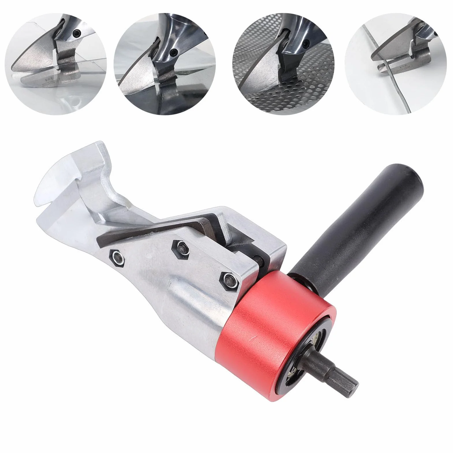 Fafeicy Przystawka do Wiercenia ścinającego do Metalu z Uchwytem Obrotowym 360 Stopni, Narzędzie Tnące ze Stali CRV do pokryć Dachowych z Blachy żelaznej i Aluminiowej Oraz Projektów DIY