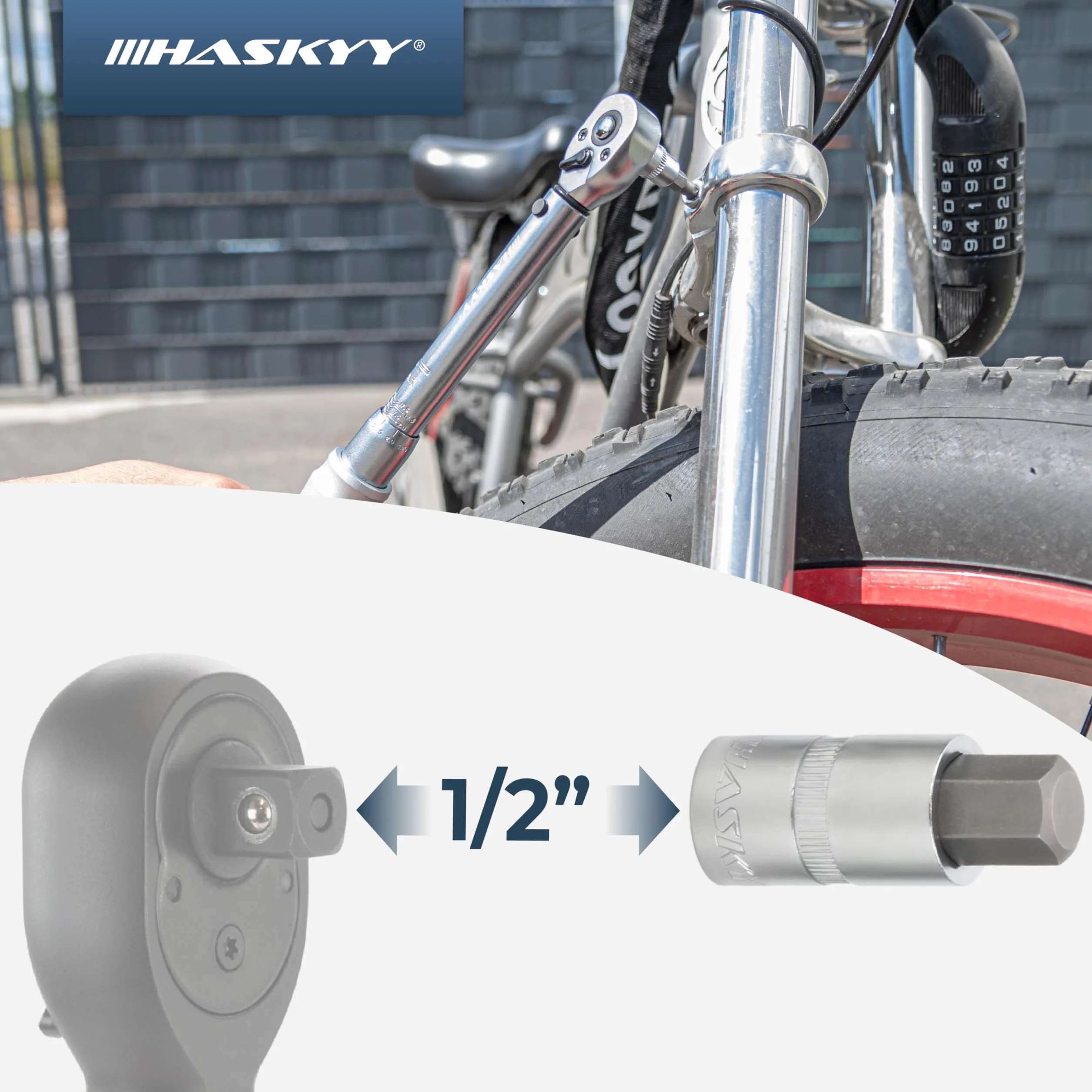 HASKYY zestaw nasadek sześciokątnych 1/2" nakrętki 12-częściowy 5-22 mm nakrętka klucz nasadowy bit sześciokątny zestaw kluczy szynowych do śrub imbusowych