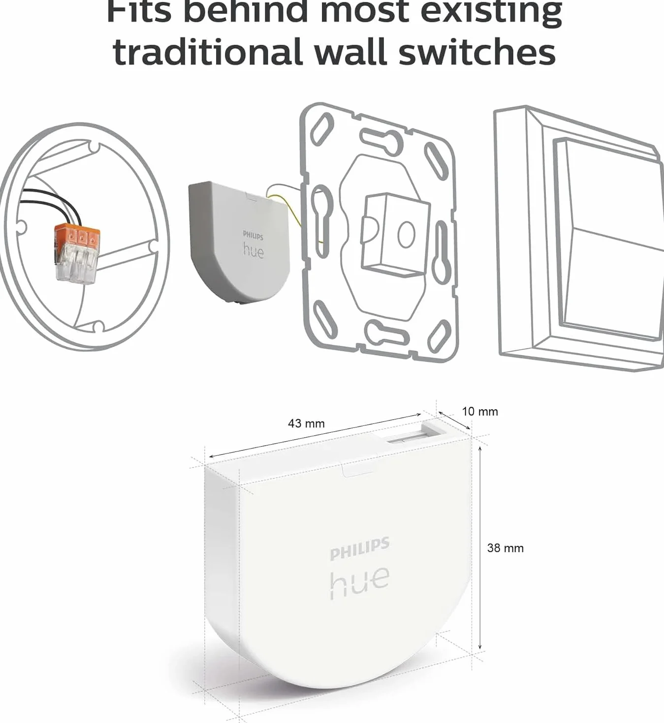 Philips Hue Wall Switch Module (2 szt.) Inteligentny moduł włącznika ściennego, wygodne sterowanie, więcej możliwości inteligentnego oświetlenia