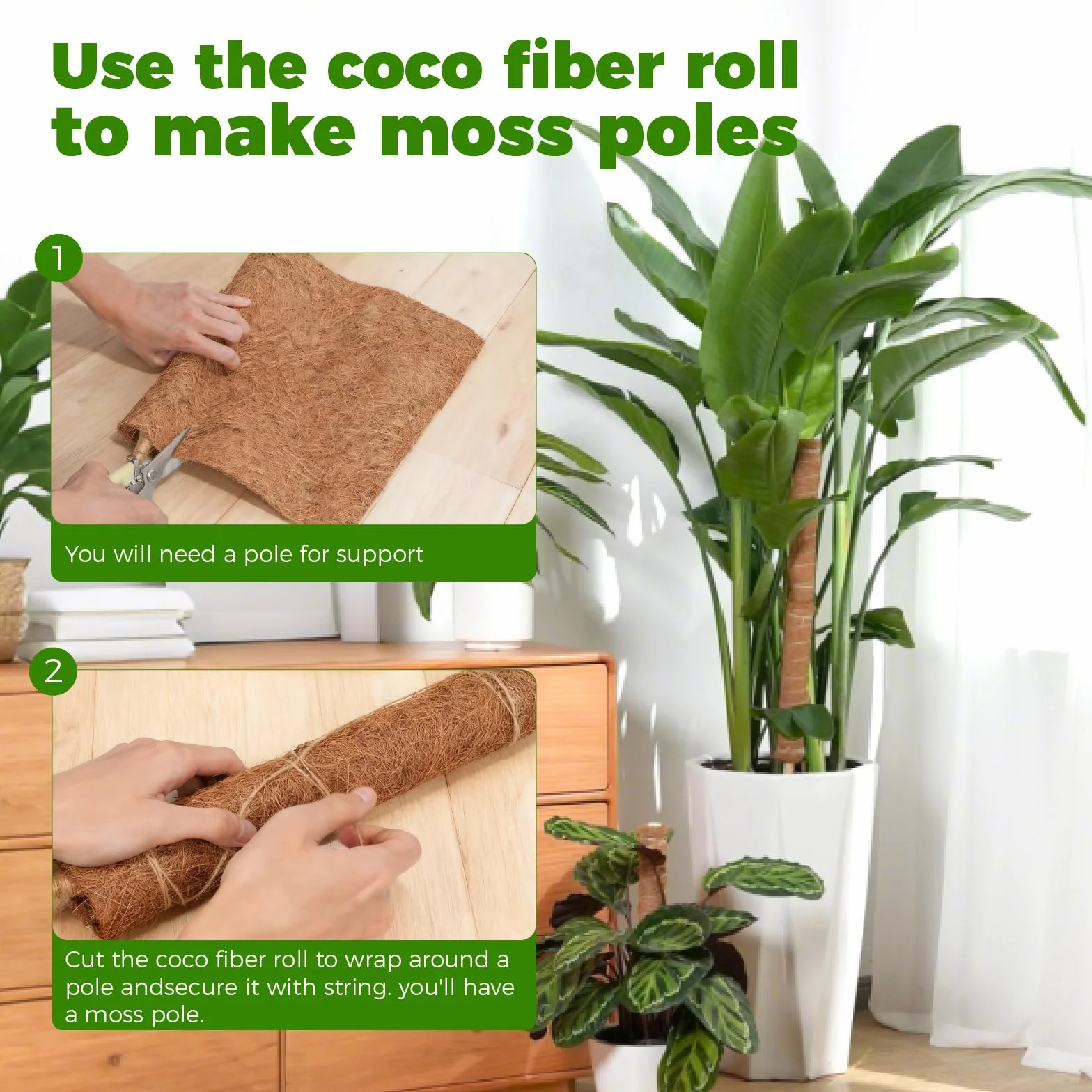 Bamworld Coco Liner Roll, 30 x 300 cm, mata z naturalnego włókna kokosowego do wiszących doniczek, mchów, łóżek dla zwierząt domowych i projektów ogrodowych DIY, łatwa do cięcia, trwała i przyjazna