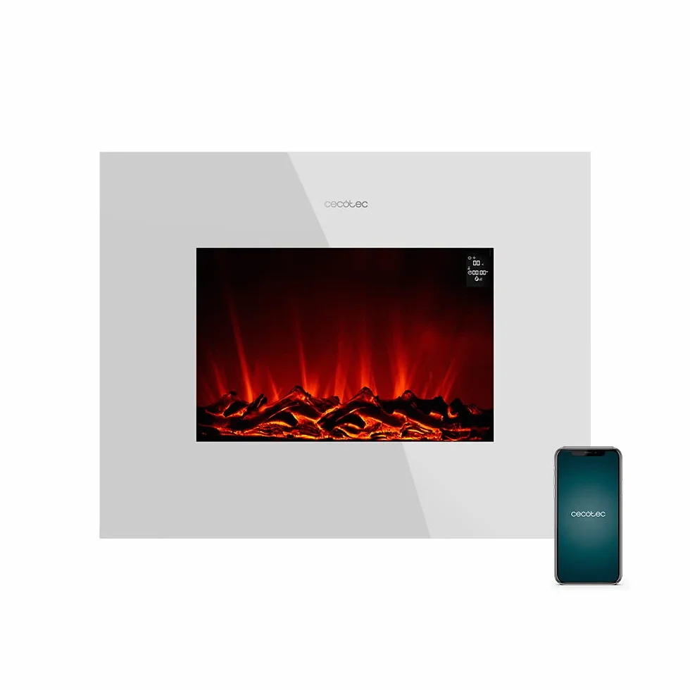 Cecotec Dekoracyjny kominek elektryczny ReadyWarm 2690 Flames Connected White. 26 ” 2000 W ze sterowaniem Wi-Fi