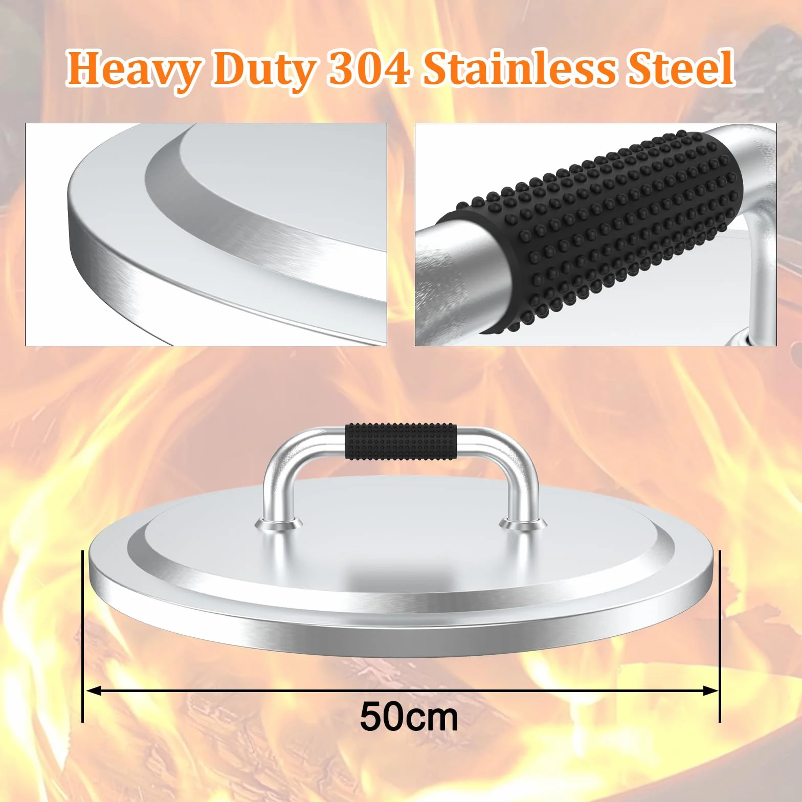 GFTIME Pokrywka paleniska ze stali nierdzewnej Ø 50 cm do solo Stove Bonfire, akcesoria do paleniska ze stali nierdzewnej, akcesoria do paleniska Bonfire, akcesoria do paleniska o zapachu dymu i
