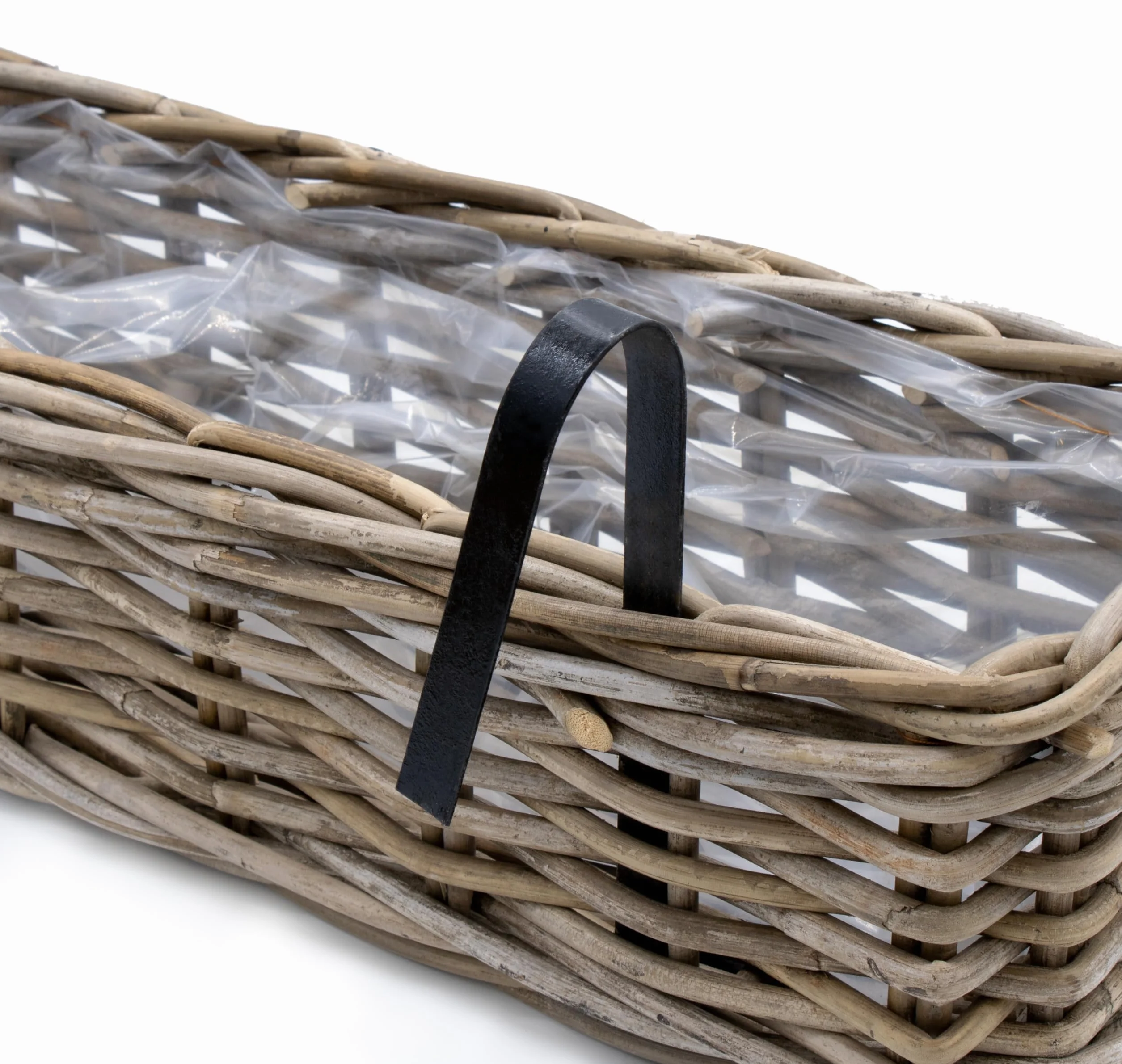 Rattanowa skrzynka balkonowa 60x20 cm zestaw 2 sztuk naturalna wiklinowa