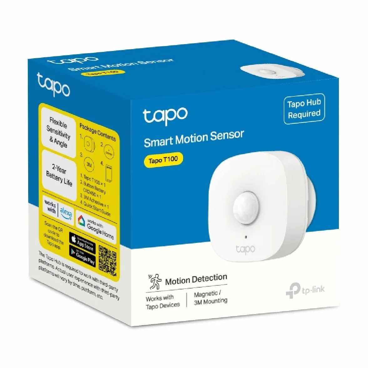 TP-Link Tapo T100 | Inteligentny czujnik ruchu PIR | Wykrywanie w czasie rzeczywistym | 120° kąt detekcji | Wymaga huba Tapo H100