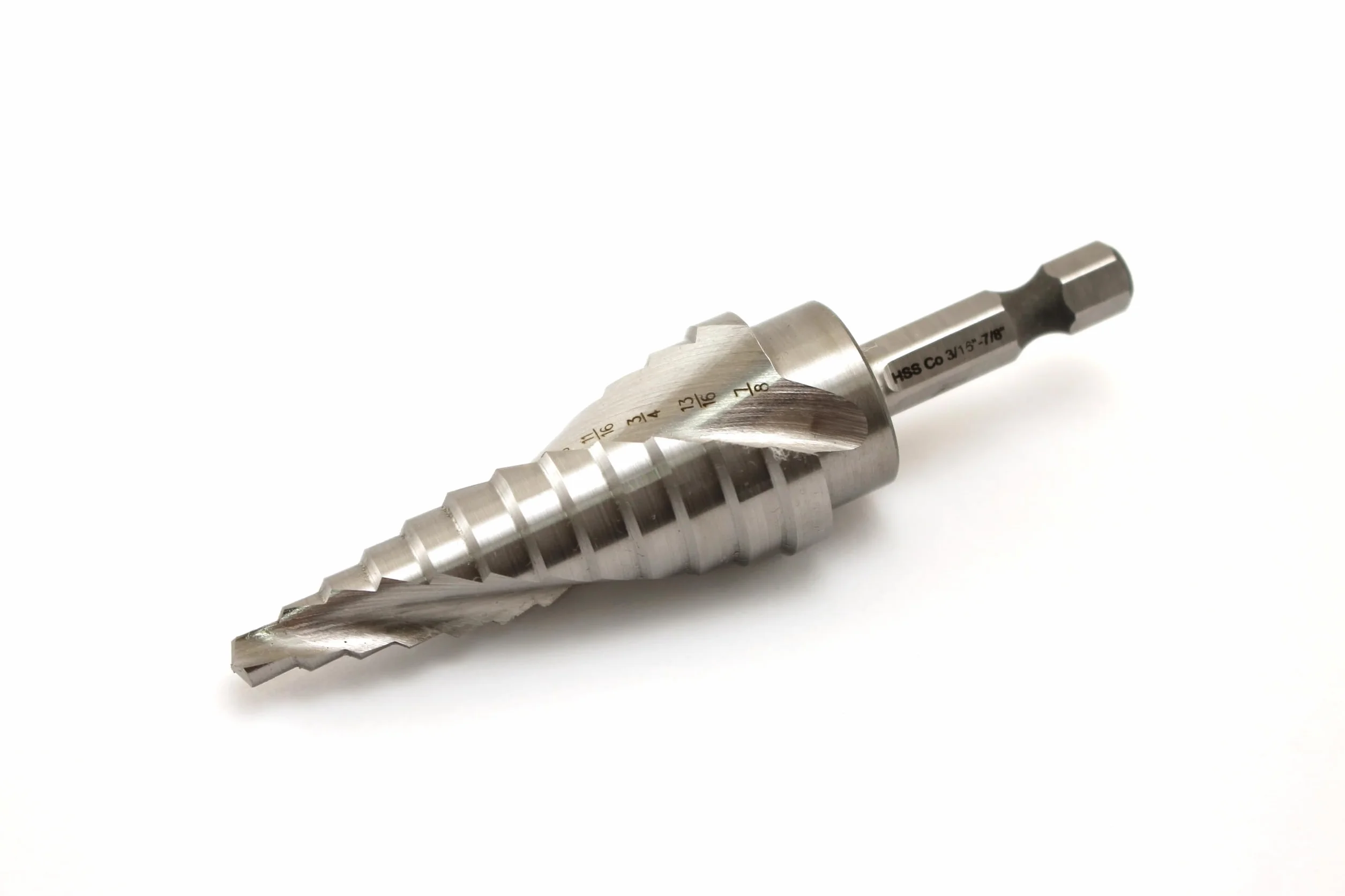TEMO Wiertło stopniowe M35 kobaltowe, 12 rozmiarów od 3/16 cala (4,8 mm) do 7/8 cala (22,2 mm), chwyt sześciokątny 1/4 cala (6,4 mm)