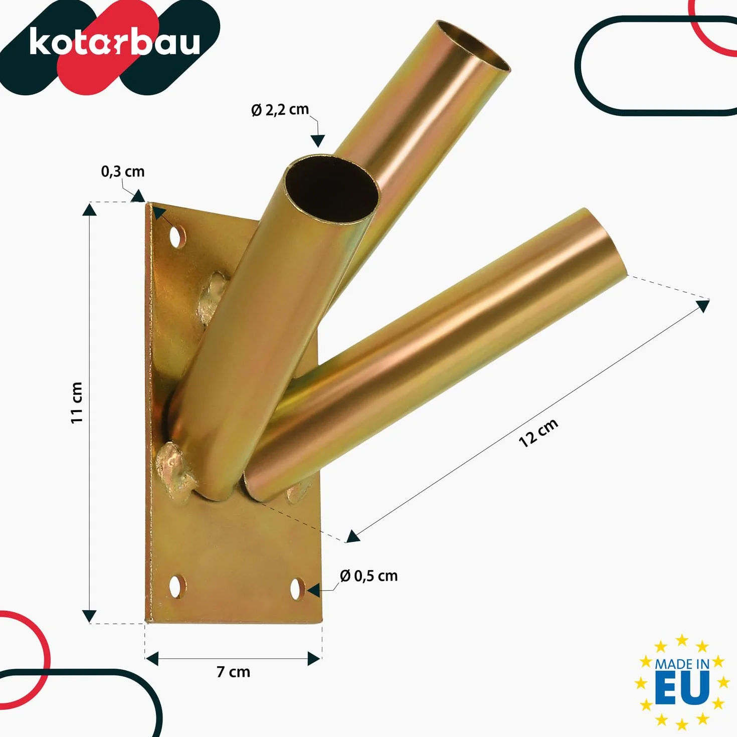 KOTARBAU® Uchwyt na flagę 3-krotny przykręcany ocynkowany ogniowo żółty