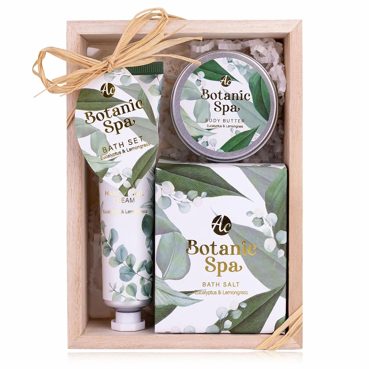Accentra BOTANIC SPA zestaw do kąpieli, zestaw upominkowy dla kobiet, w pięknym pudełku prezentowym – 3-częściowy zestaw do pielęgnacji z kremem do rąk, masłem do ciała i solami do kąpieli – zestaw na