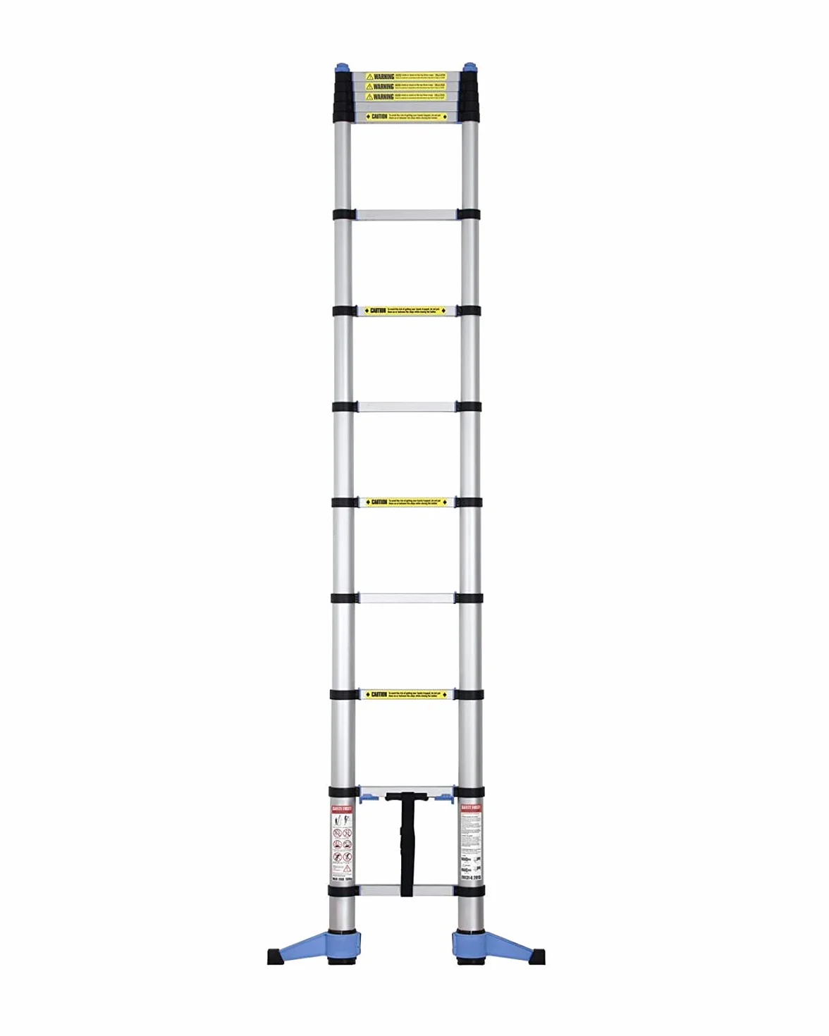 Drabina teleskopowa o wysokości 3,2 m wysuwana drabina schodowa 11 bieżnikowa kompaktowa konstrukcja składany stabilizator i stojak ścienny aluminium pojemność 150 kg srebrny/czarny EN131-6