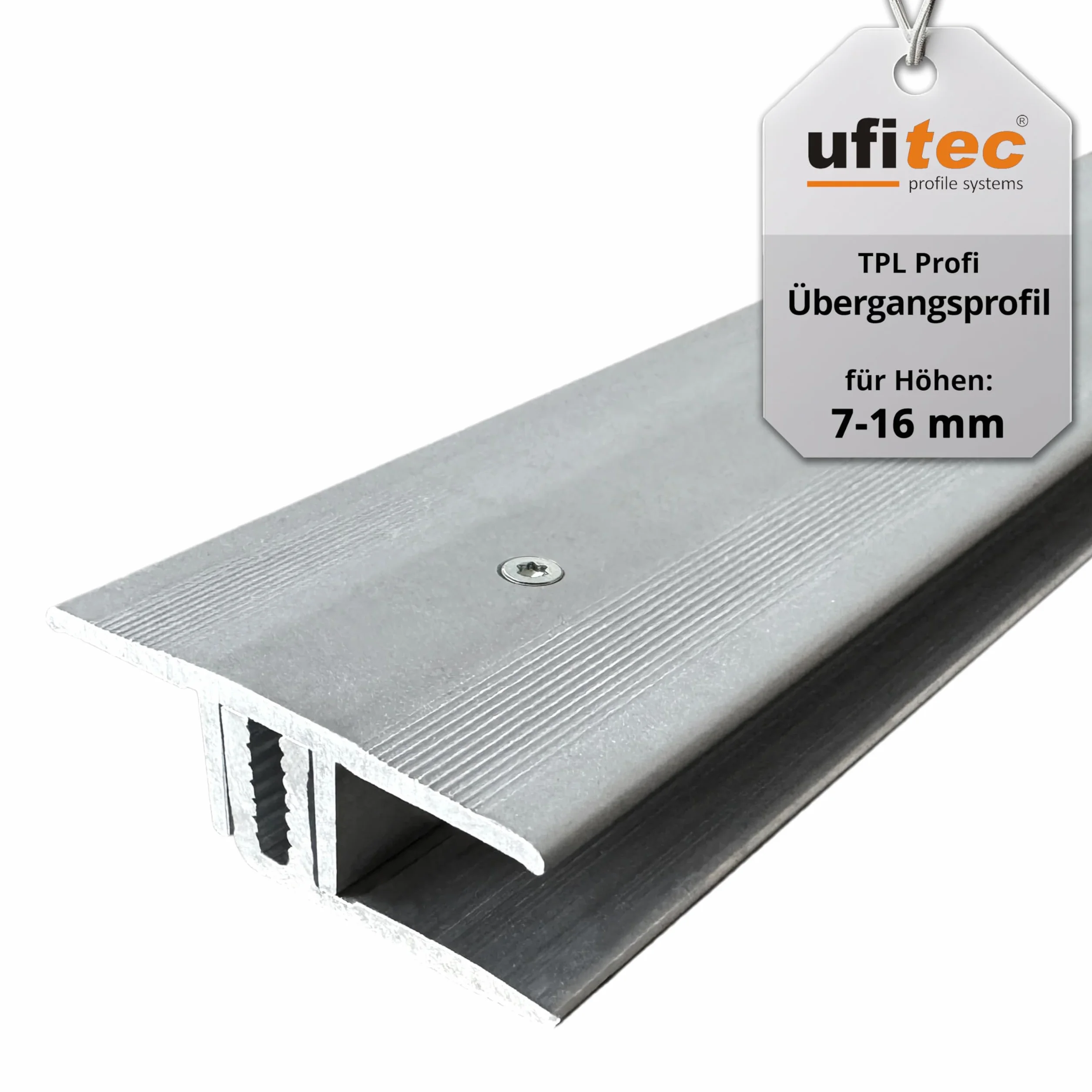 ufitec system profilowy do parkietów i podłóg laminowanych – do wykładzin o wysokości 7-16 mm – dostępny w wielu kolorach (profil przejściowy 100 cm długości | 33 mm szerokości, srebrny)