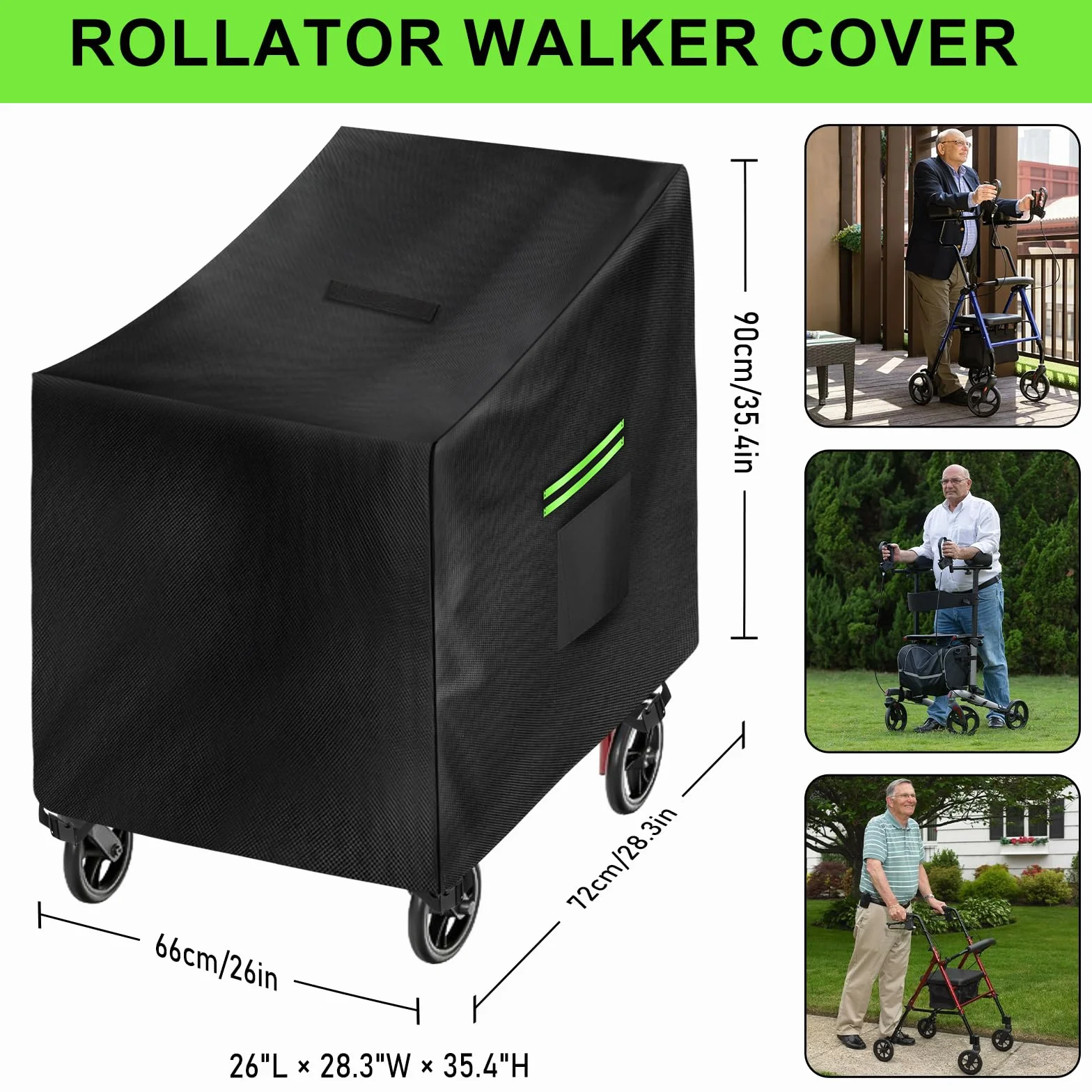 Pokrowiec ochronny na chodzik Walker Oxford 420D z paskami odblaskowymi 4 klamry wodoszczelny