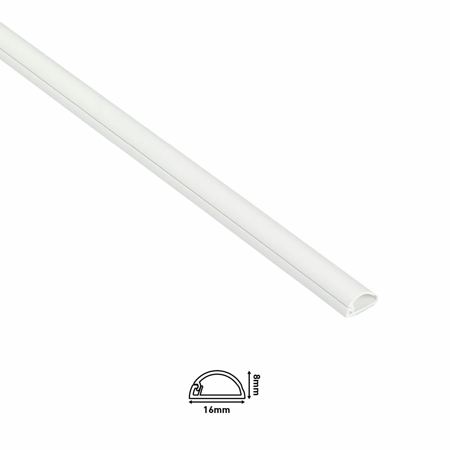 D-Line 16x8mm półokrągła listwa dekoracyjna, listwa elektryczna, osłona kabla - 4X 1m długości (opakowanie 4-metrowe) - biały 1D1608W/4