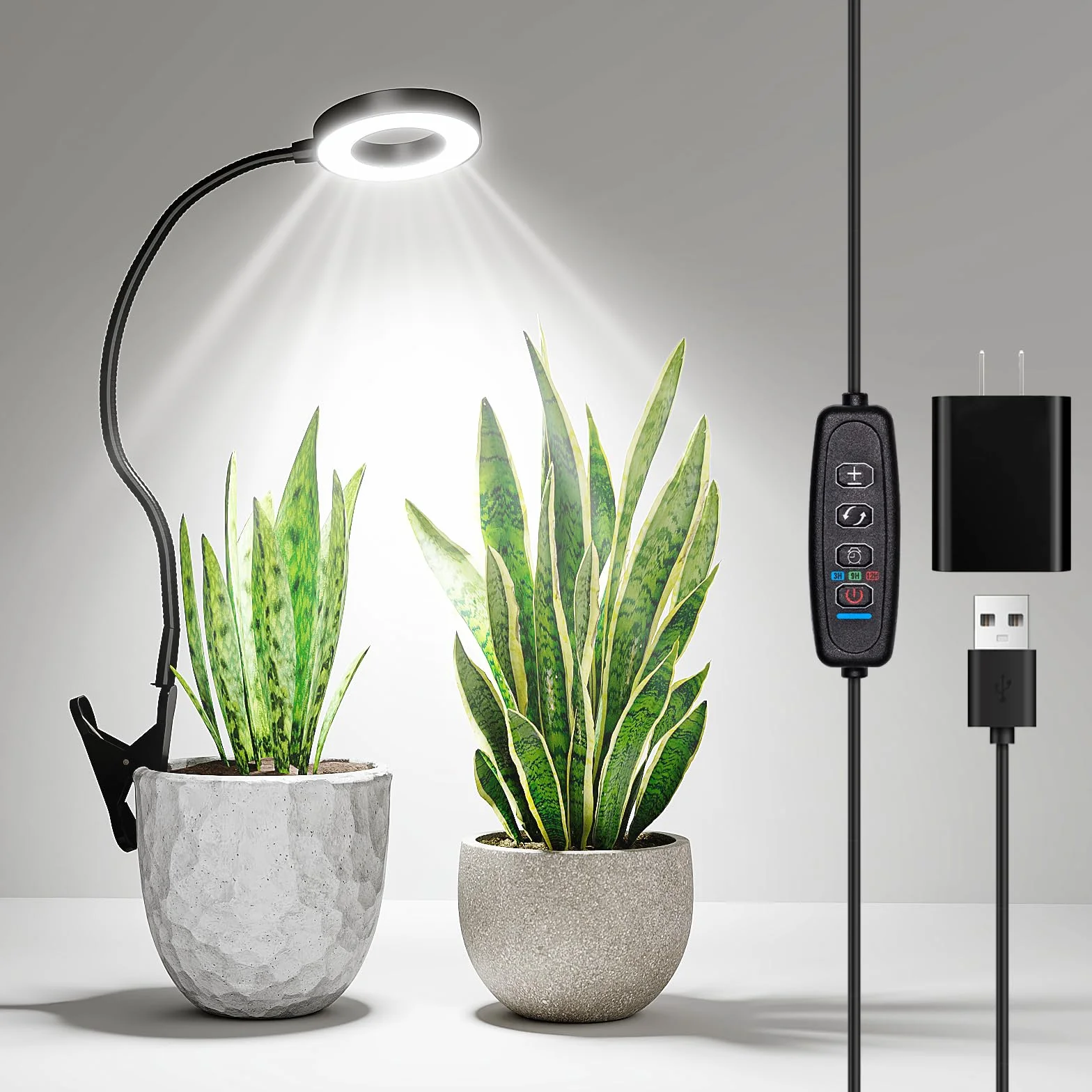 Bamworld Lampa do wzrostu roślin LED Pełne Spektrum z Timerem 5 Poziomów Jasności