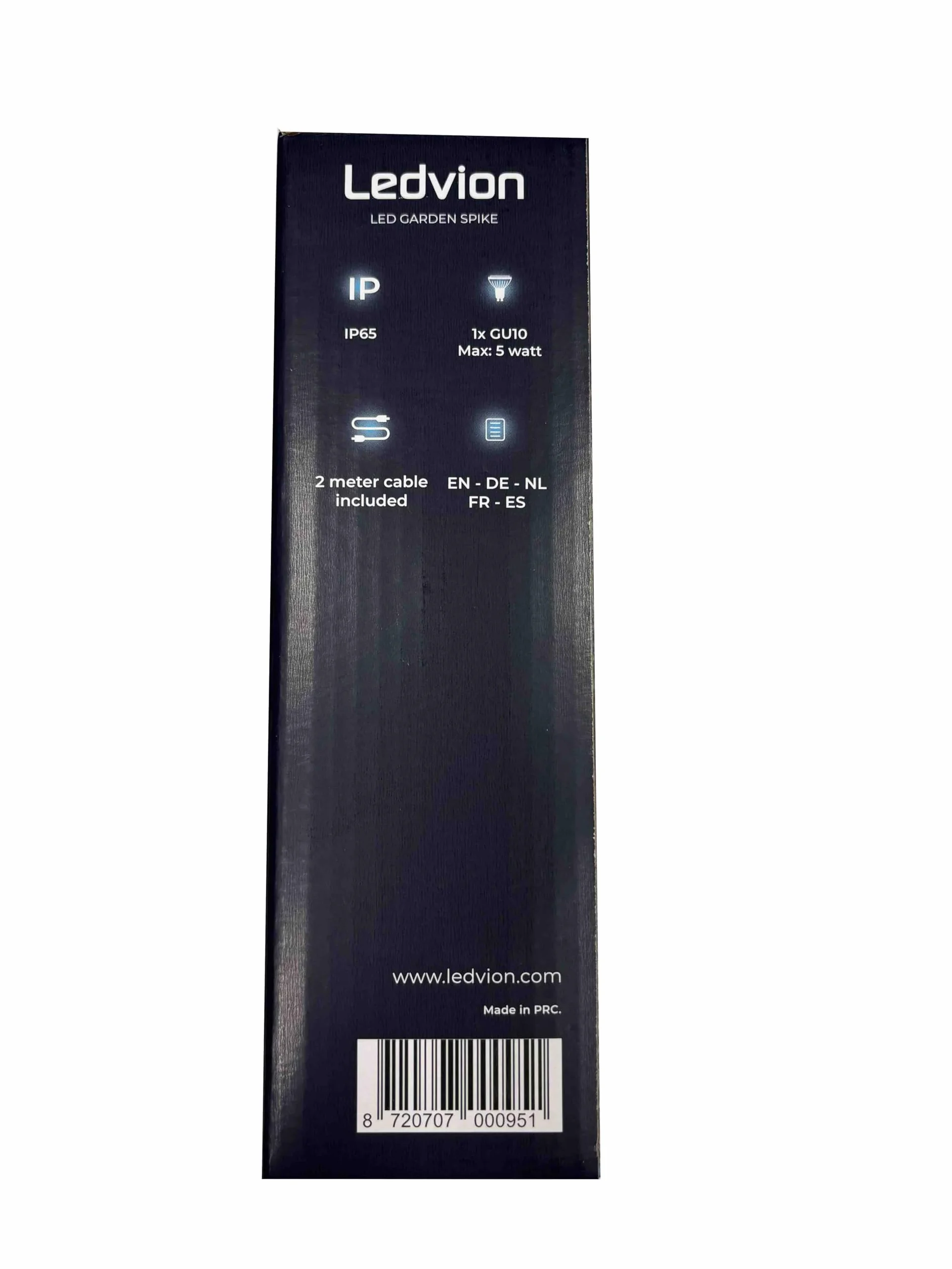 Ledvion - Reflektor LED na podłogę, kolor czarny, aluminium, IP65, mocowanie GU10, kabel 2 m z wtyczką, reflektor LED Pin Spot, reflektor ogrodowy