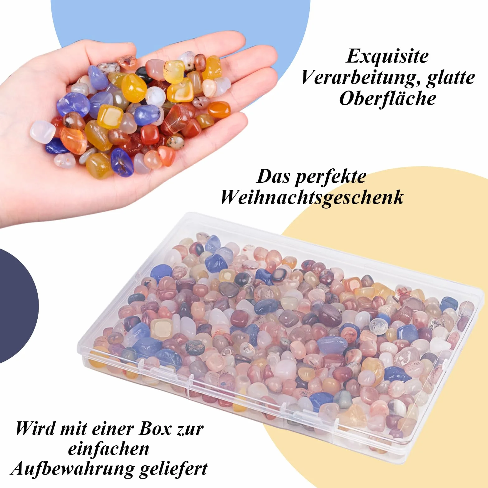 HAKACC Zestaw kamieni szlachetnych, 225 g, naturalne kamienie bębnowe, kamienie półszlachetne, kamienie dekoracyjne, kamienie szlachetne dla dzieci, kamienie lecznicze, poszukiwanie skarbów i