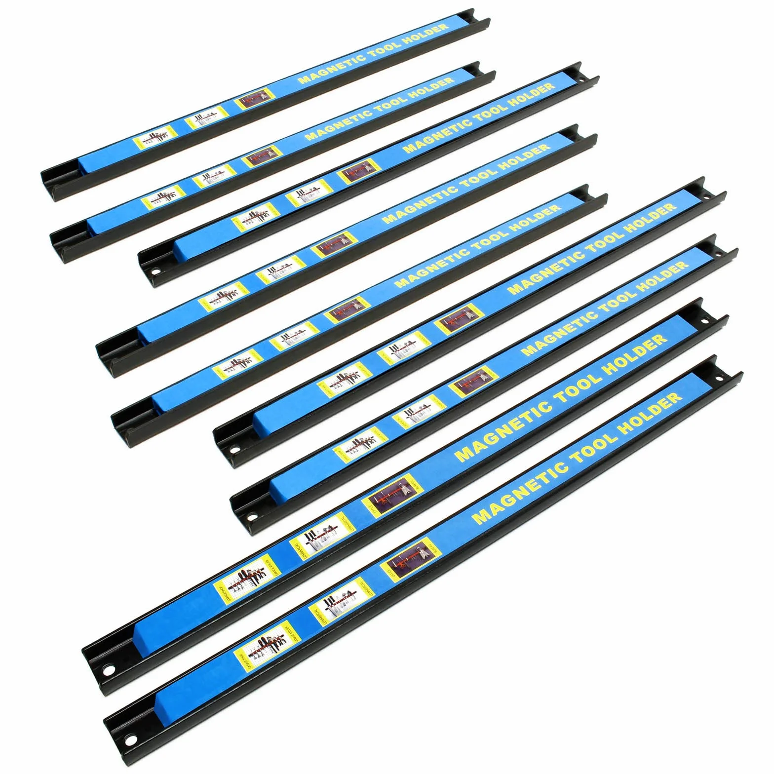 Wiltec 9x Listwa magnetyczna na narzędzia 46 cm, uchwyt magnetyczny warsztatowy ze stali węglowej, organizer ścienny do warsztatu, garażu i serwisu