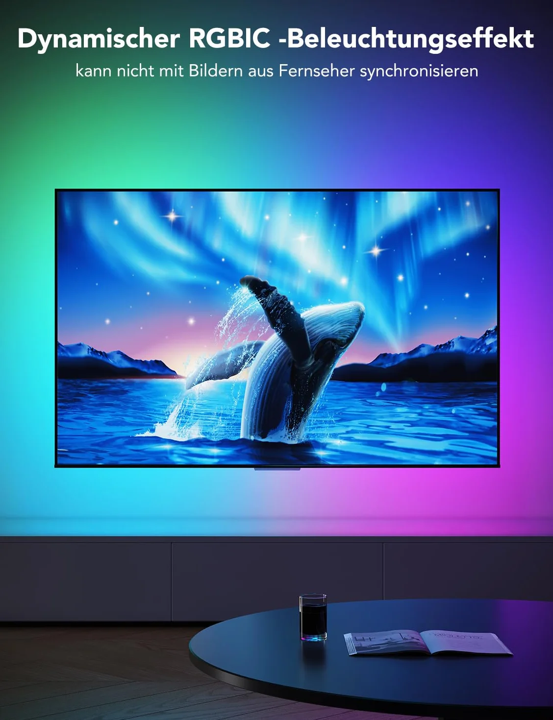 Govee Podświetlenie LED Telewizora, Taśma LED RGBIC do Telewizorów 55-65 cali, Inteligentna Taśma LED 3,8 M Ze sterowaniem Bluetooth i Wi-Fi, Współpracuje z Alexą, Synchronizacja Muzyki