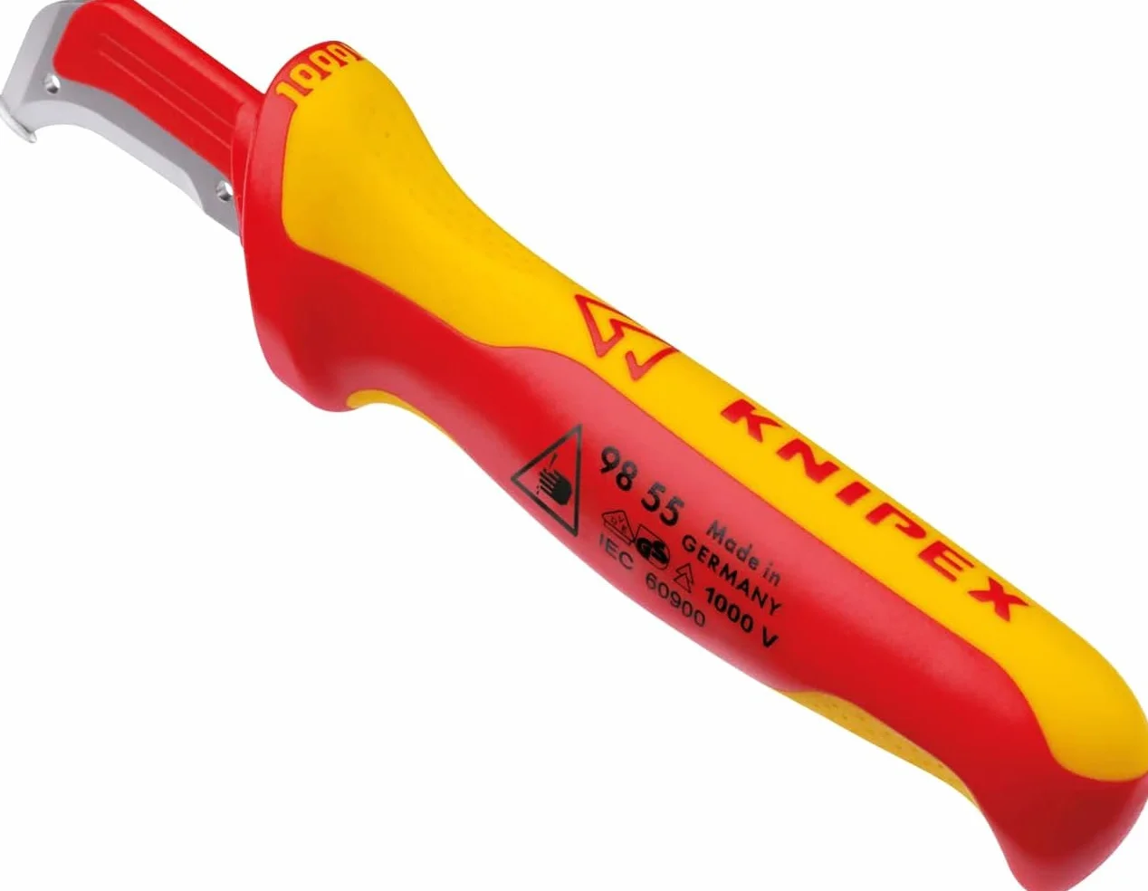 KNIPEX Nóż do ściągania izolacji ze stopką prowadzącą z wielokomponentowymi osłonkami, izolowane wg VDE 180 mm, 98 55