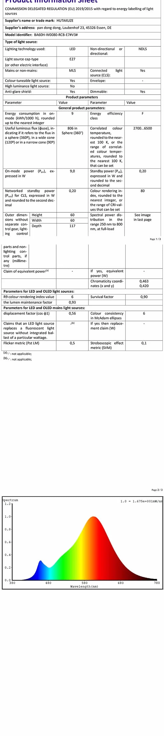 HUTAKUZE Żarówka Alexa E27 Smart LED, 9 W, 806 lm, Wi-Fi, wielokolorowa, ściemniana, sterowanie za pomocą aplikacji, kompatybilne z Alexa Echo, Google Home, nie wymaga koncentratora, ciepła biel /