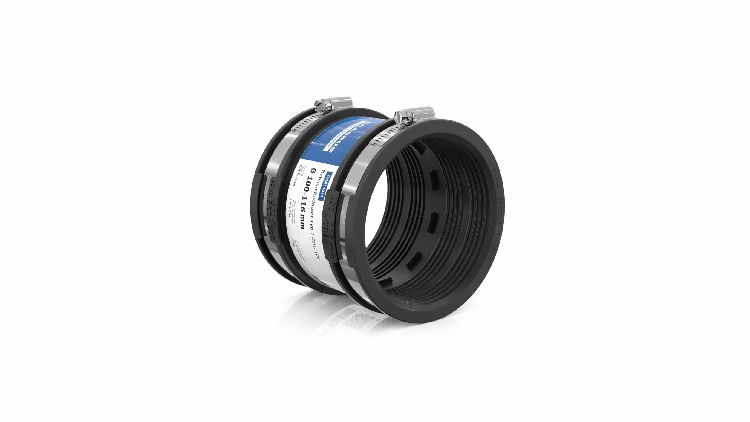 Crassus Adapter do węża CDC 100 typ 1 z wargą wewnętrzną, TPE/ V2A, 1 sztuka, 100-116 mm, CRA11018