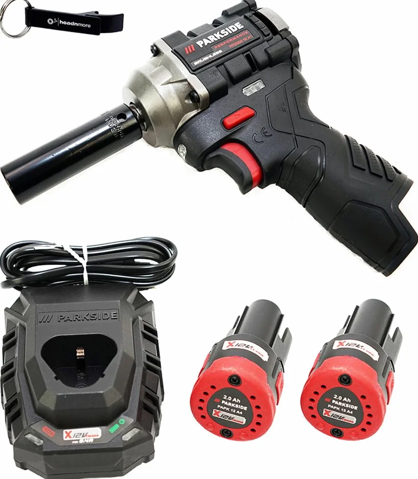HEADNMORE® Bundle – PARKSIDE PERFORMANCE® 12 V ½ akumulatorowy klucz udarowy PPDSSA 12 + breloczek do kluczy (akumulator 2 x 2 Ah)