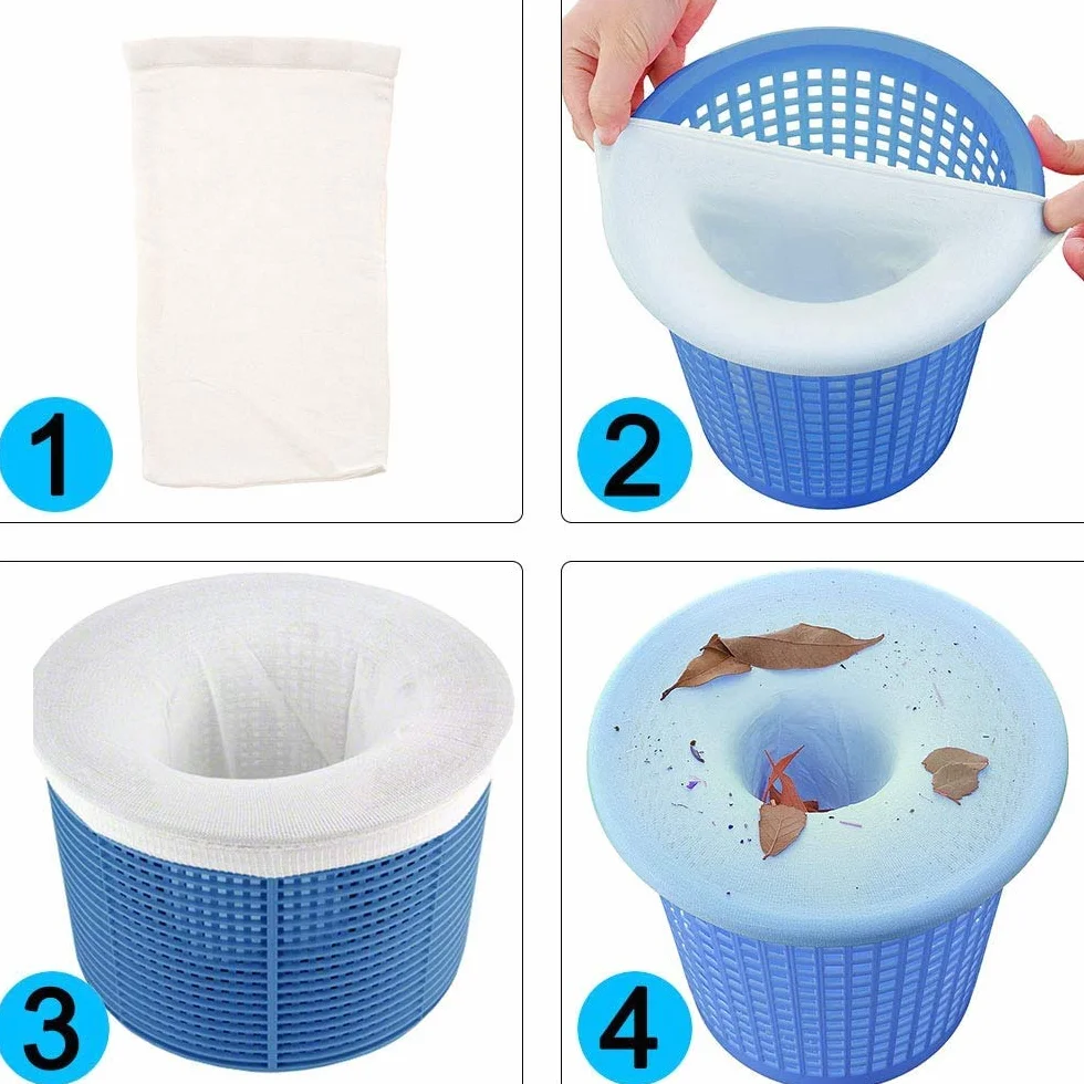 Namvo 5-pak skarpet filtrujących do basenu, idealna skarpeta / siatka/oszczędzacz do koszyków basenowych, filtrów i skimmerów, aby chronić Twój wewnątrz lub nad basenem naziemnym