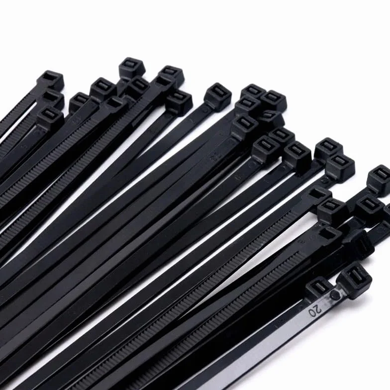 Opaska Kablowa 100 Sztuk 200 mm x 4,8 mm Tworzywo Sztuczne Nylon 66 Uchwyt Kablowy Mocowanie Kabli Bardzo Duża Wytrzymałość na Rozciąganie Odporność na Rozerwanie Czarny