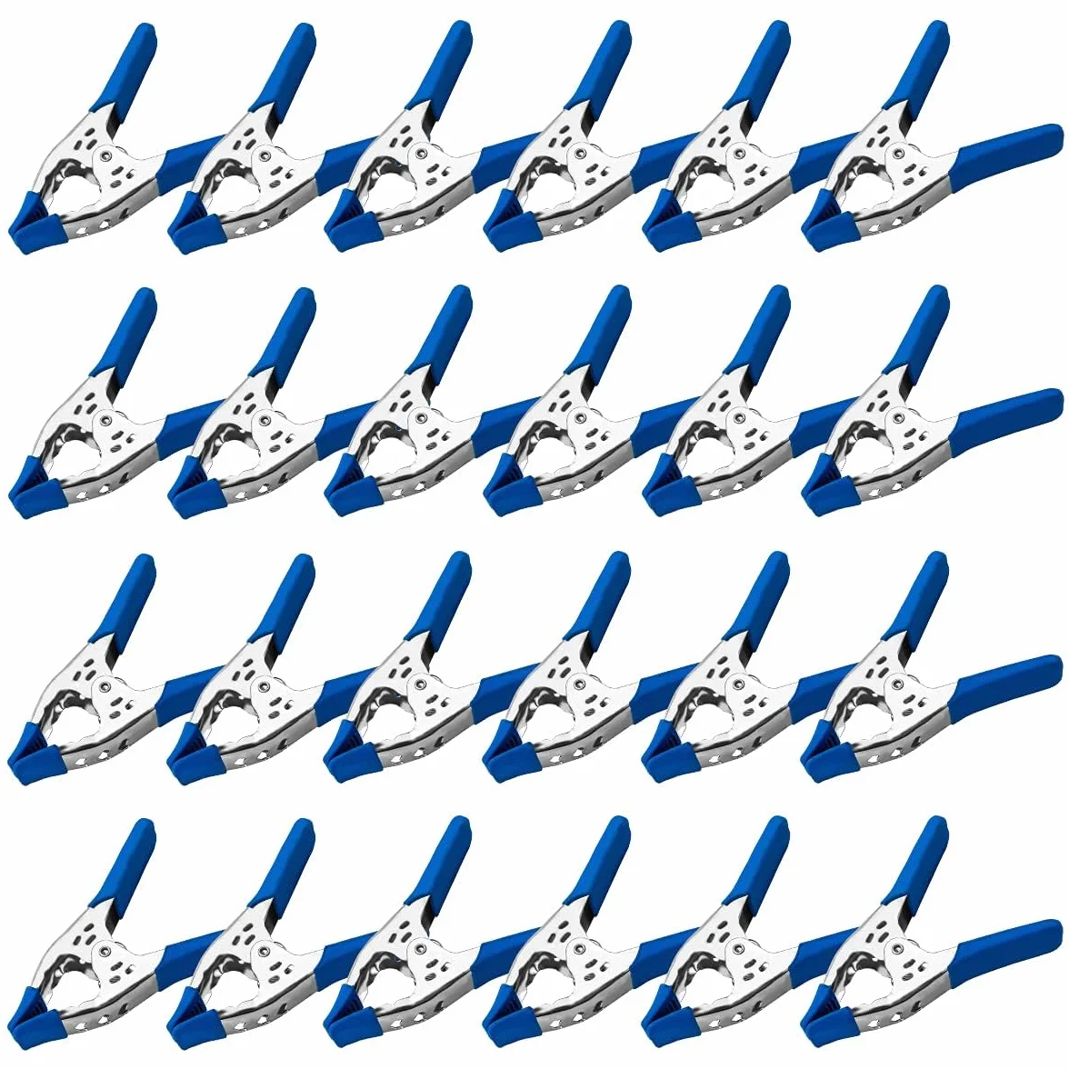 FactorDuty Zestaw 61-15 cm zacisk sprężynowy duży super wytrzymały sprężynowy metal niebieski - 6,5 cm otwór szczękowy