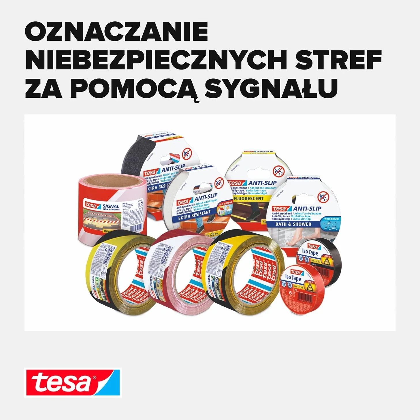 tesa SIGNAL 58133-00000-00 Taśma Sygnalizacyjna, Czarny/Żółty, 66 x 50 mm, 1 Rolka