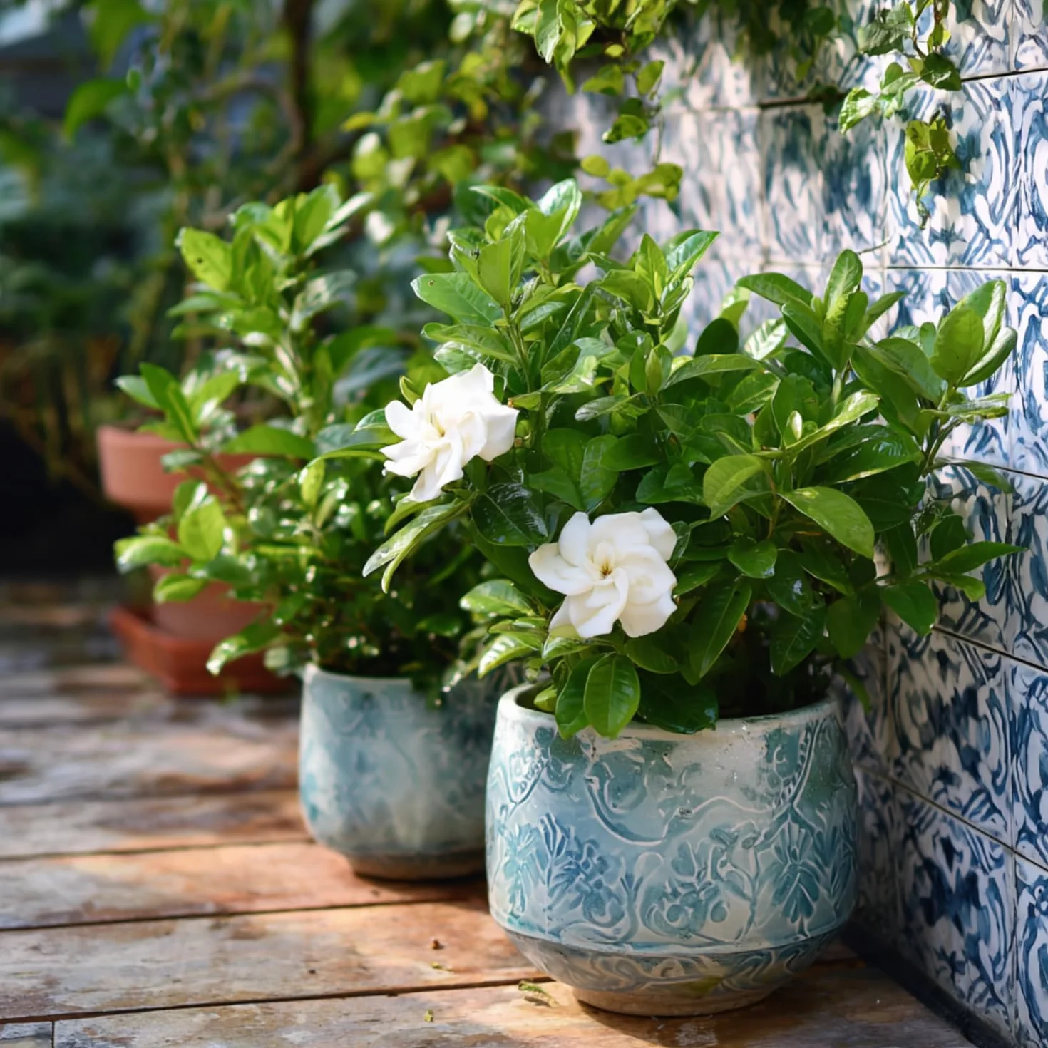 Gardenia Jaśminowata Zestaw 2 sztuk Roślina domowa Doniczka 13cm Wysokość 20-30cm