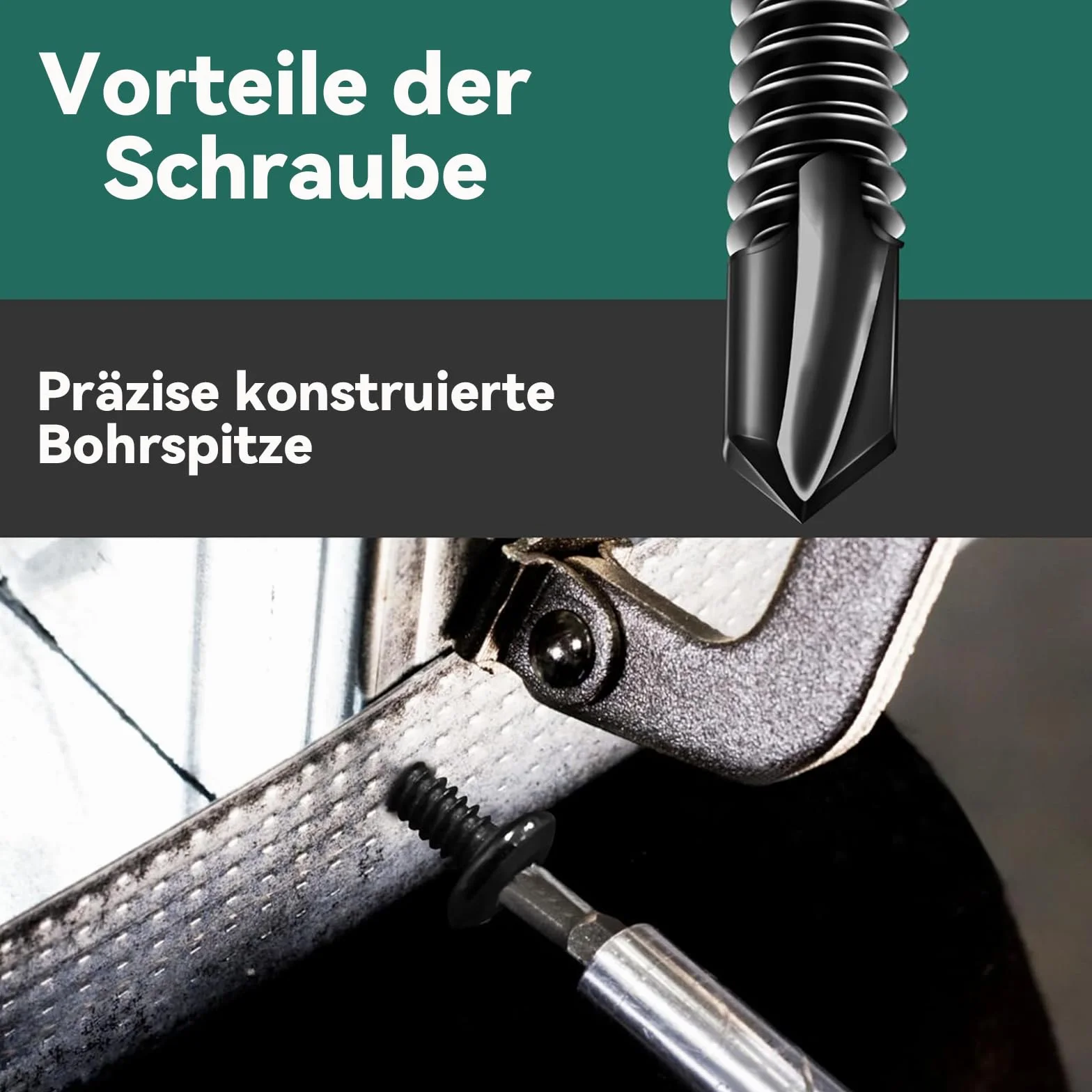 Dayalo 50 sztuk wkrętów do blachy, 5,5 x 25 mm, wkręty samogwintujące ze stali nierdzewnej, wkręty samowiercące, wkręty z łbem płaskim, z łbem sześciokątnym, czarne, z bitem