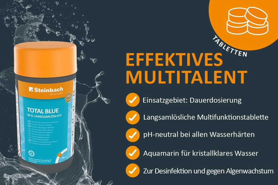 Steinbach Poolchemie Total Blue 0752301TD08 środek do dezynfekcji, 20 g