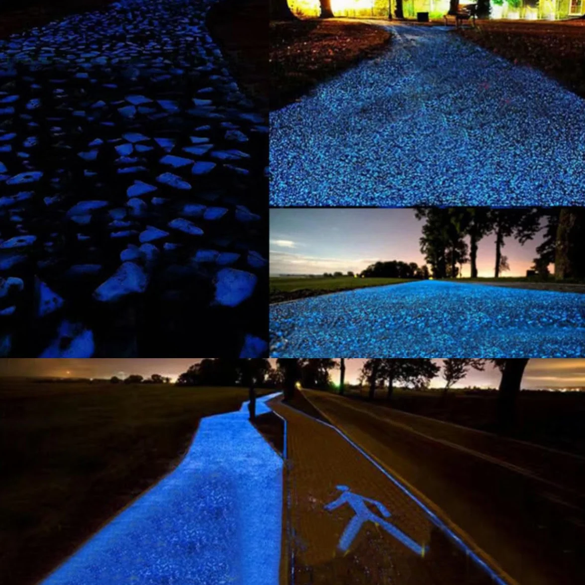 Niebieski Świecący Piasek Fluorescencyjny 3-5 mm 150g do Akwarium Dekoracyjny