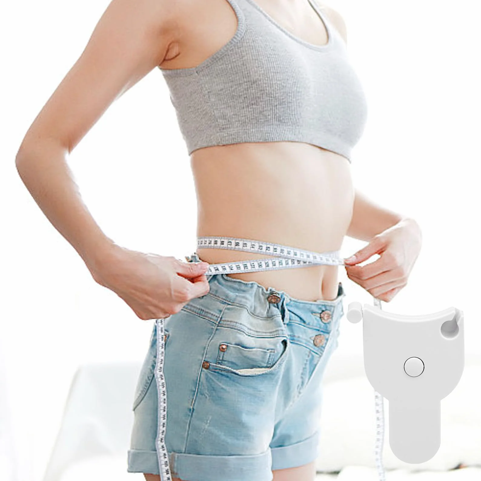 Taśma miernicza do ciała, biała, zwijana taśma miernicza z tworzywa sztucznego, przenośna taśma miernicza do fitnessu, samonapinająca, zwijana taśma miernicza do ciała, do wymiarów krawieckich