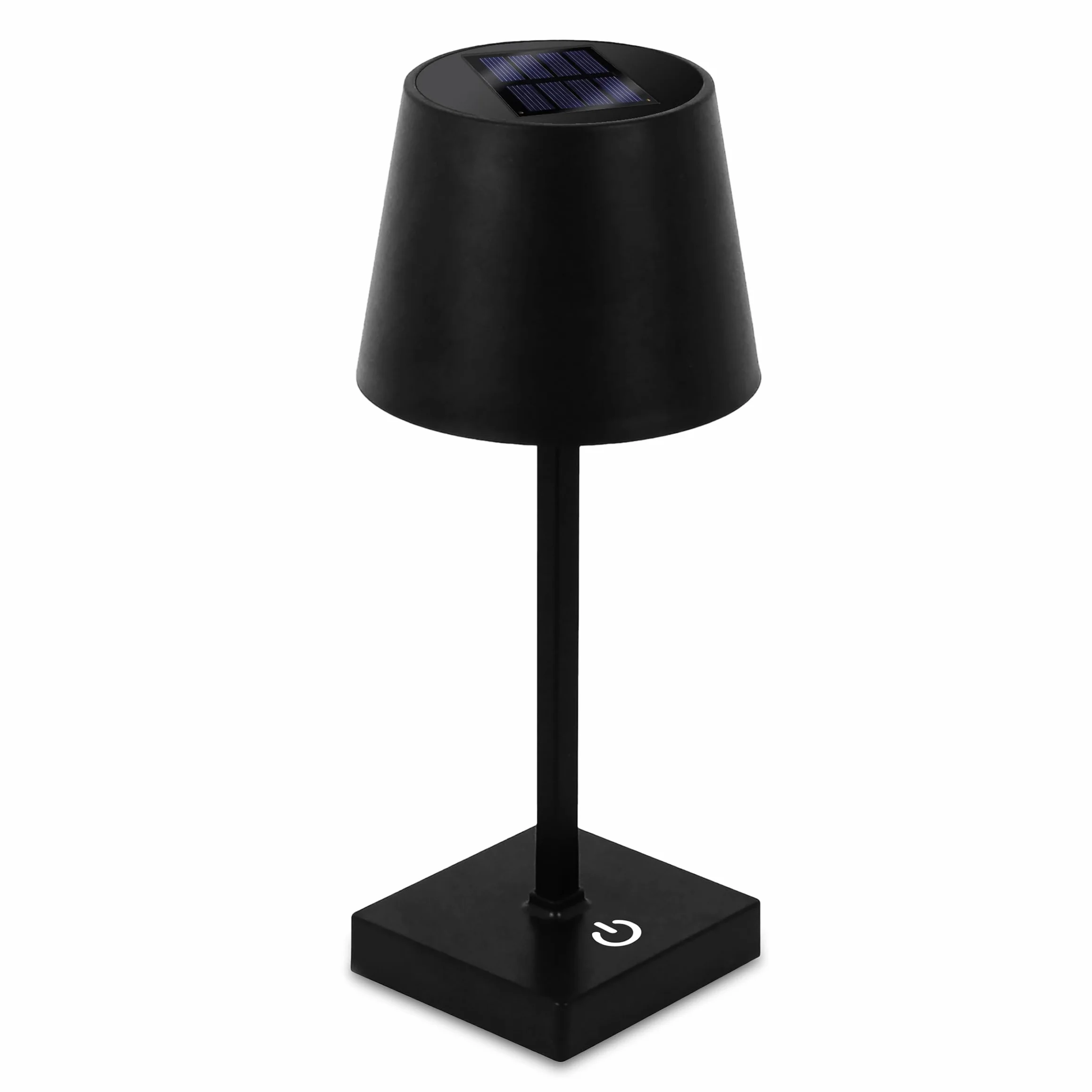 Spetebo Lampa solarna LED z akumulatorem dotykowym, ciepła biel, 26 x 11 cm, lampa stołowa z tworzywa sztucznego w kolorze czarnym – oświetlenie ogrodowe na taras, balkon, lampa ściemniana do