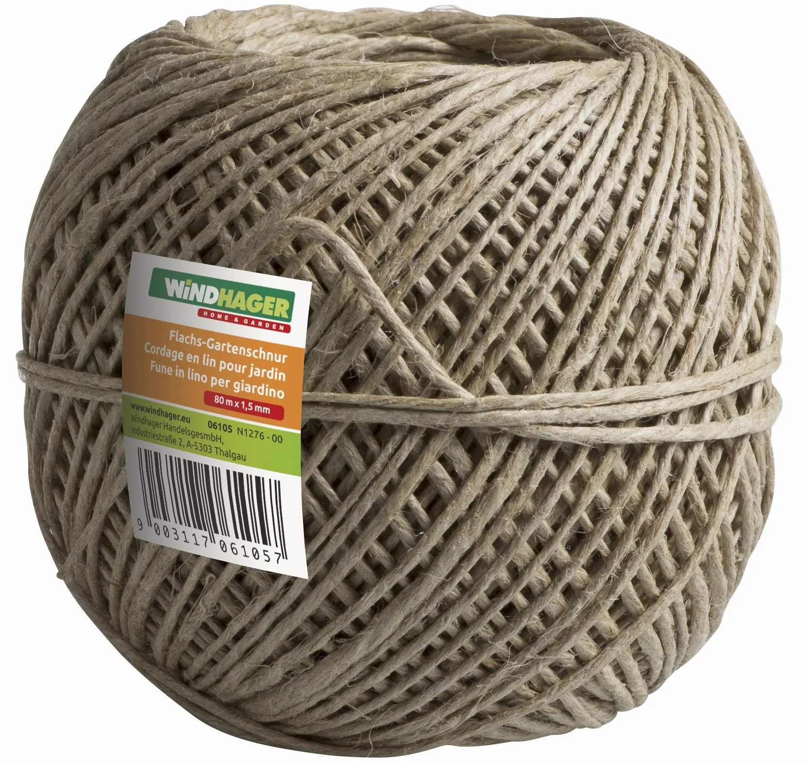 Windhager Sznurek ogrodowy, sznurek do majsterkowania, sznurek, sznurek z juty, sznurek dekoracyjny, czysty produkt naturalny, 80 m x 1,5 mm, 06105, naturalny