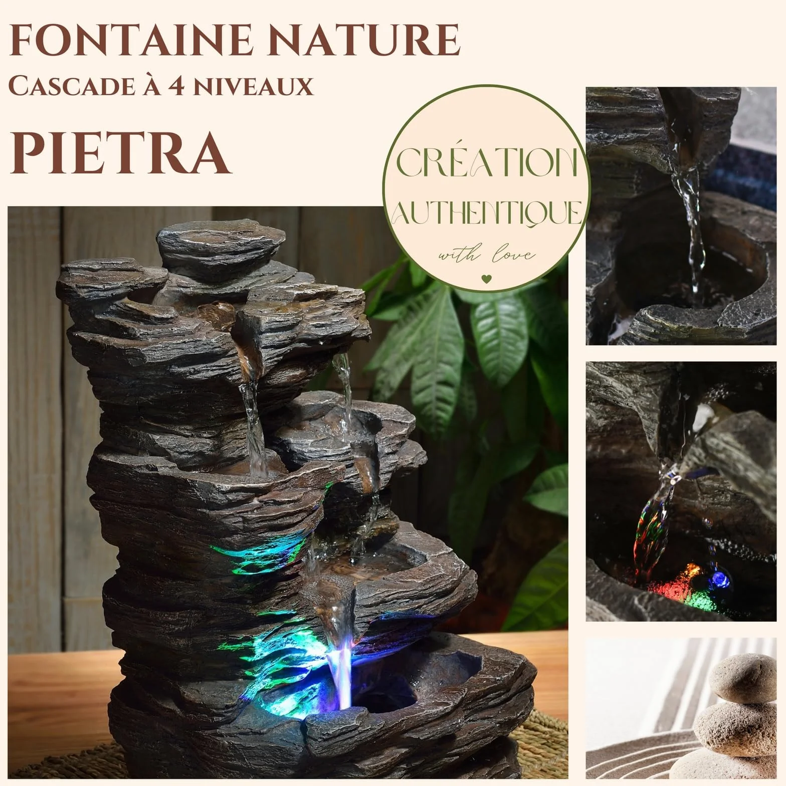 Fontanna Zen Light Szary 25 x 17 x 35 cm