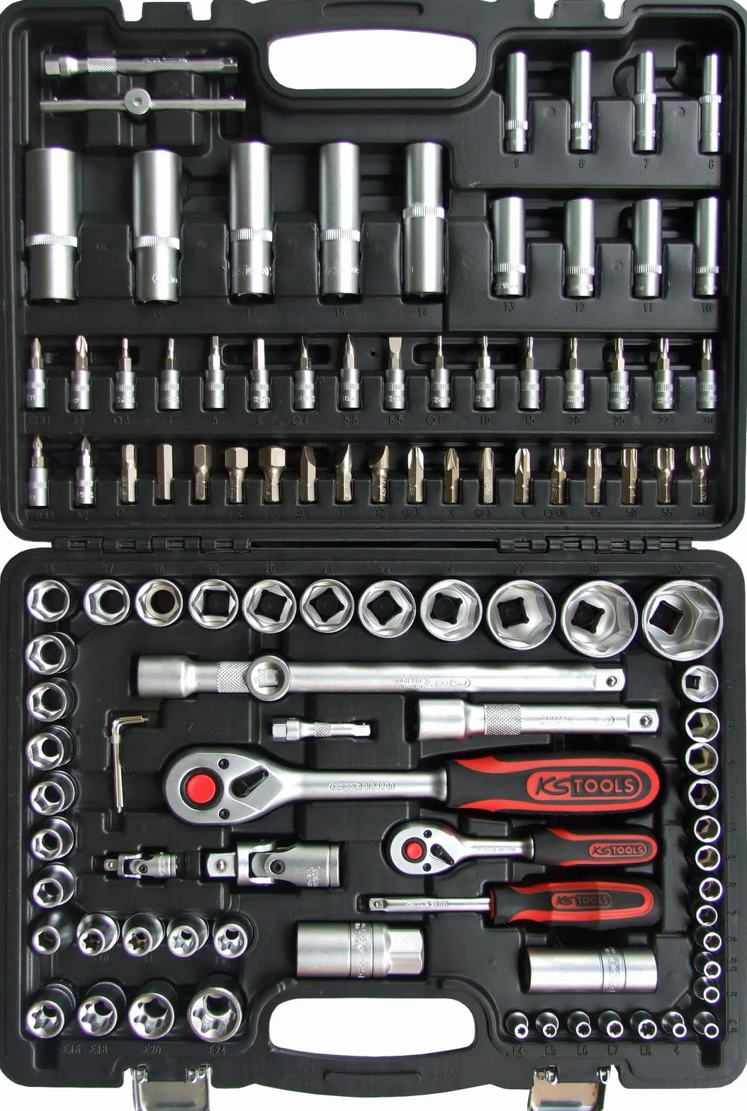 KS Tools 911.0708 Zestaw kluczy nasadowych, 108-szt, 1/4"+1/2"