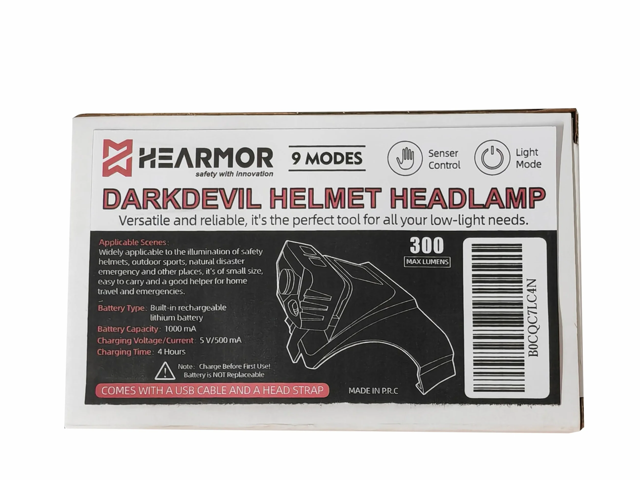 HEARMOR kask ochronny LED ABS budowlany kask dla dorosłych, certyfikat EN397 i EN12492, amortyzacja uderzeń, odporność na penetrację