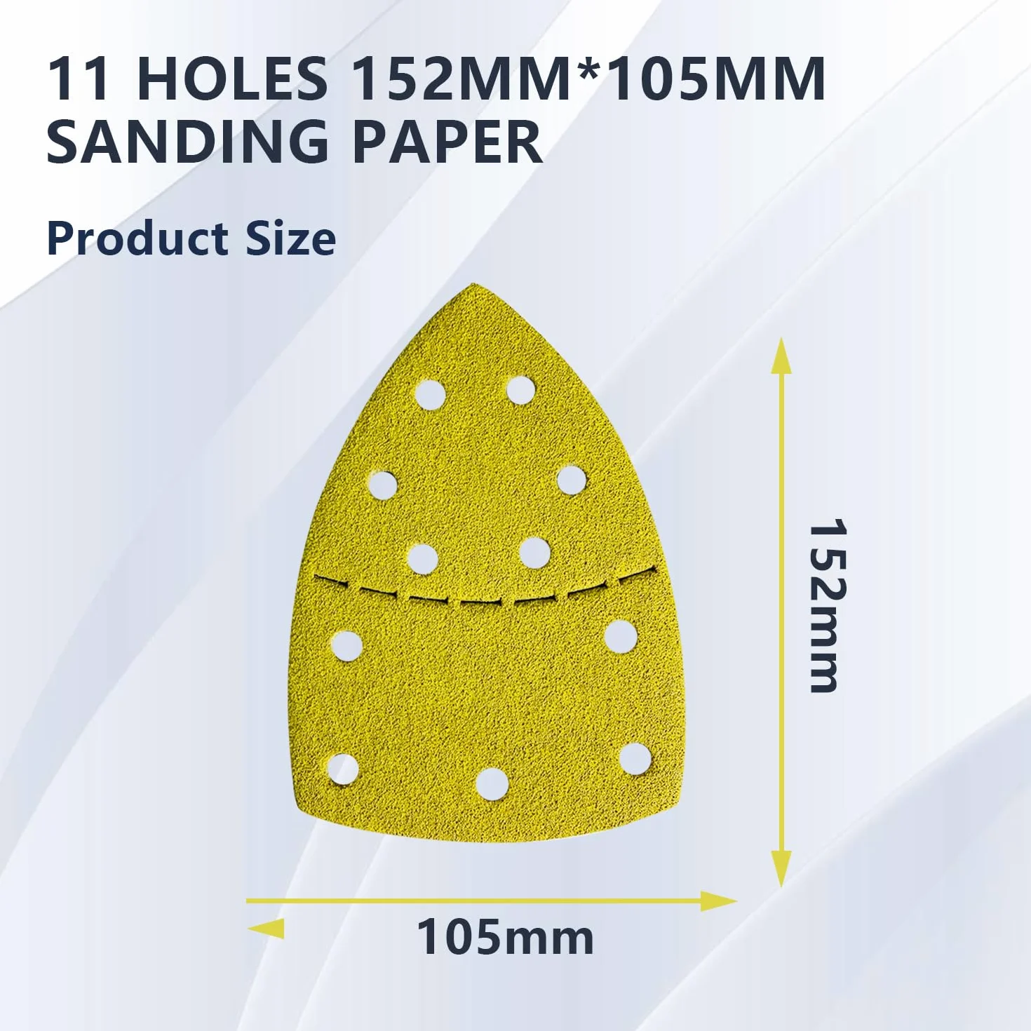 105 sztuk papieru ściernego, zestaw szlifierek trójkątnych, 105 x 152 mm, P40/P60/P80/P120/P180/P240/P400 x 15, 11 otworów do szlifierek wielofunkcyjnych PSM 100A, PSM 160, PSM 200 AES, PSM 18